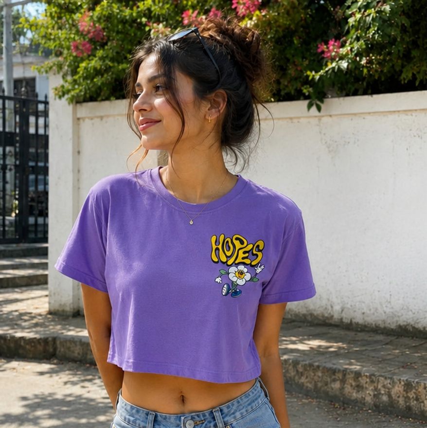 Women Graphic Print, Floral Print, Printed Round Neck Cotton Blend Purple T-Shirt-image-39