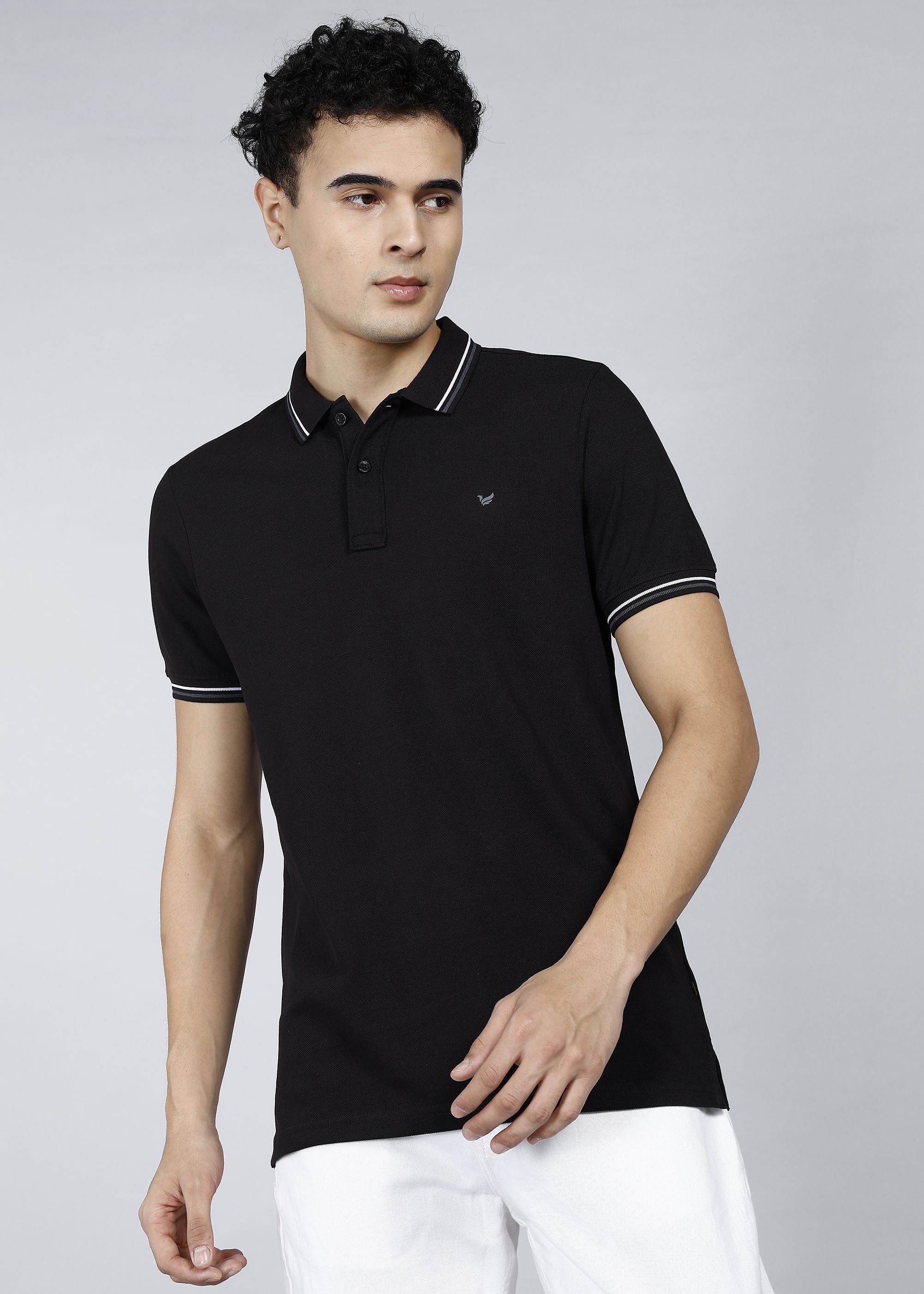 blackberrys Men Solid Polo Neck Cotton Blend Black T-Shirt-picture-35