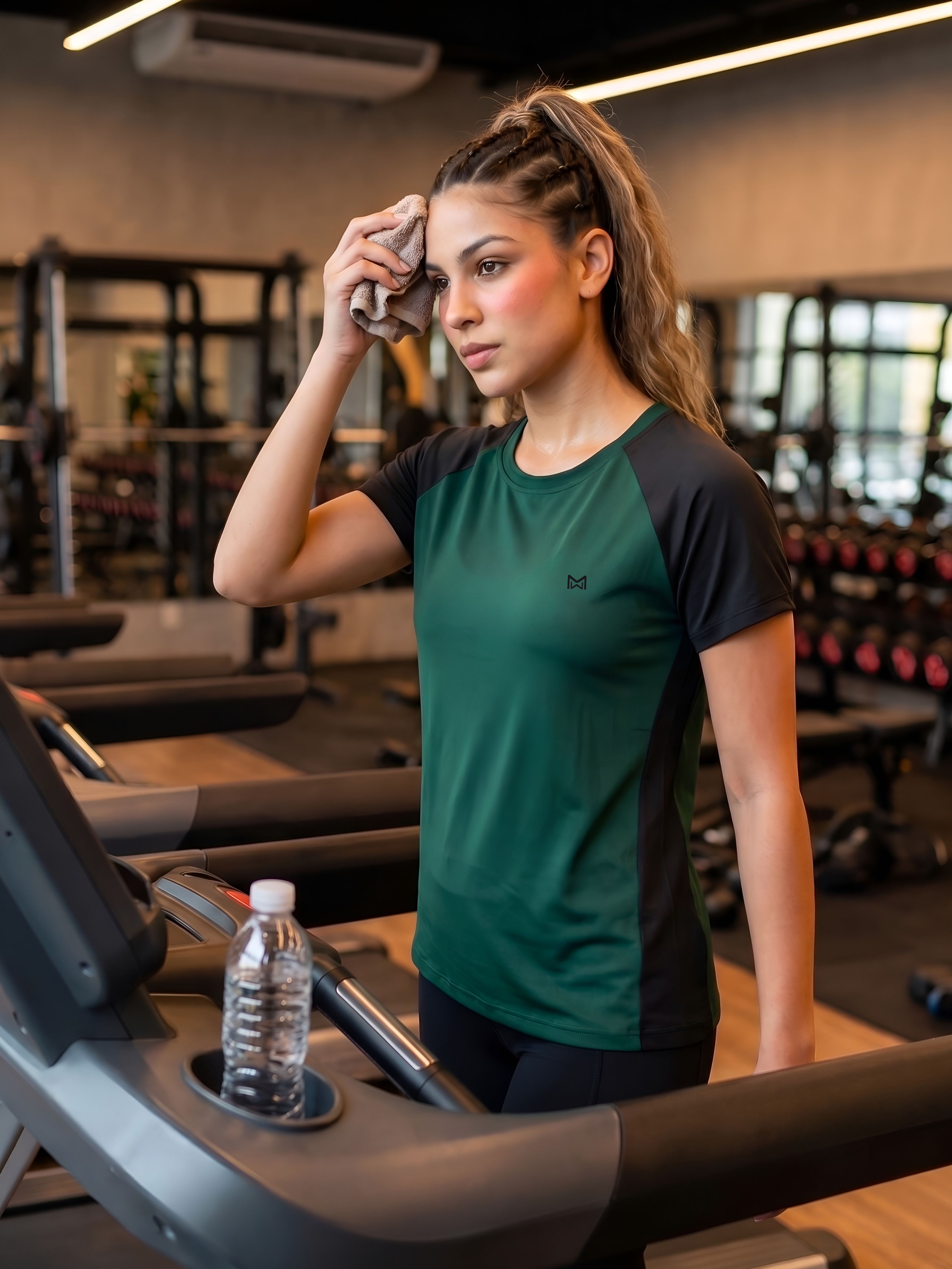 Women Solid Round Neck Polyester Green T-Shirt-image-18