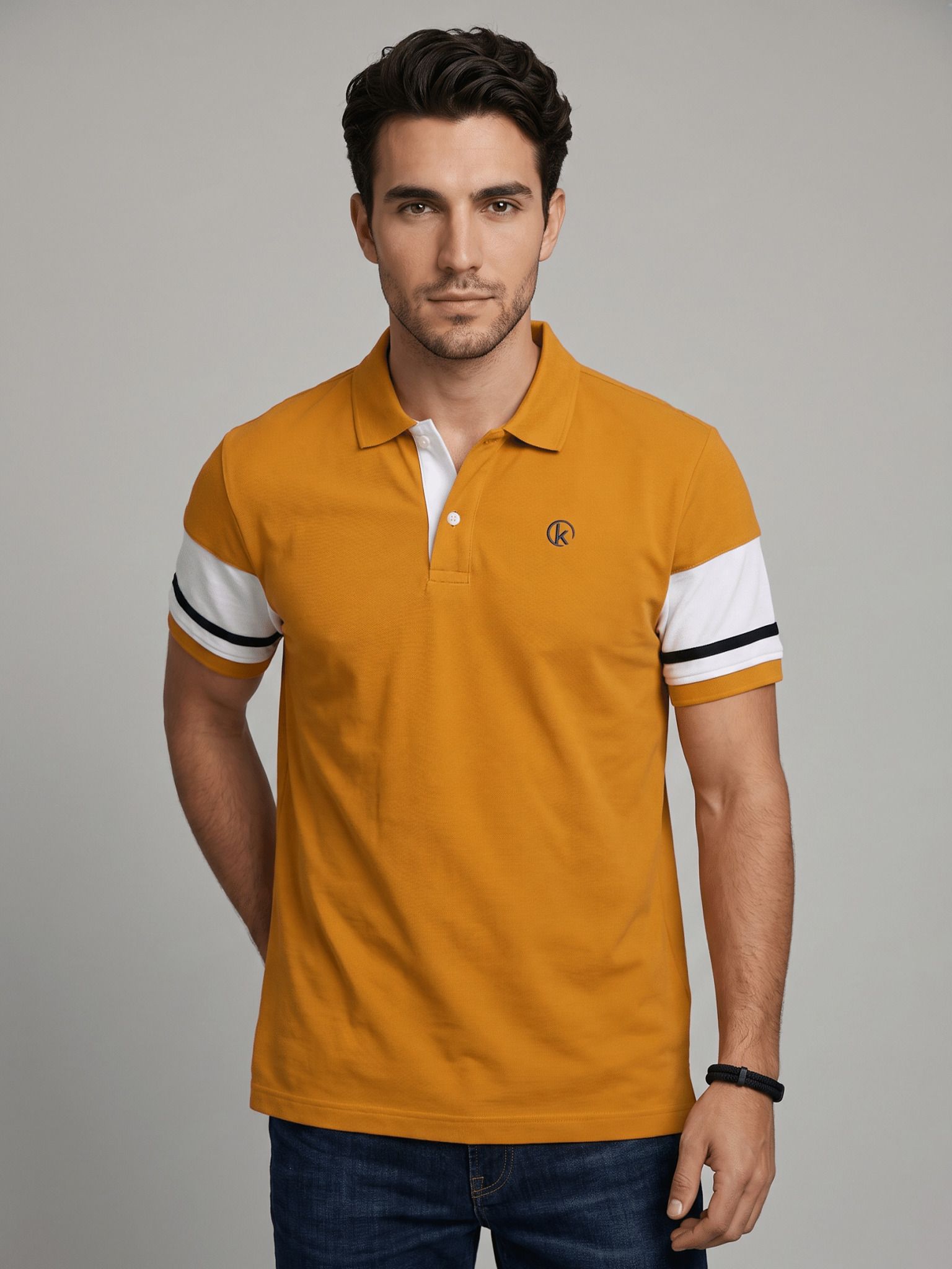 rezaa homezz Men Solid Polo Neck Pure Cotton Yellow T-Shirt-picture-22