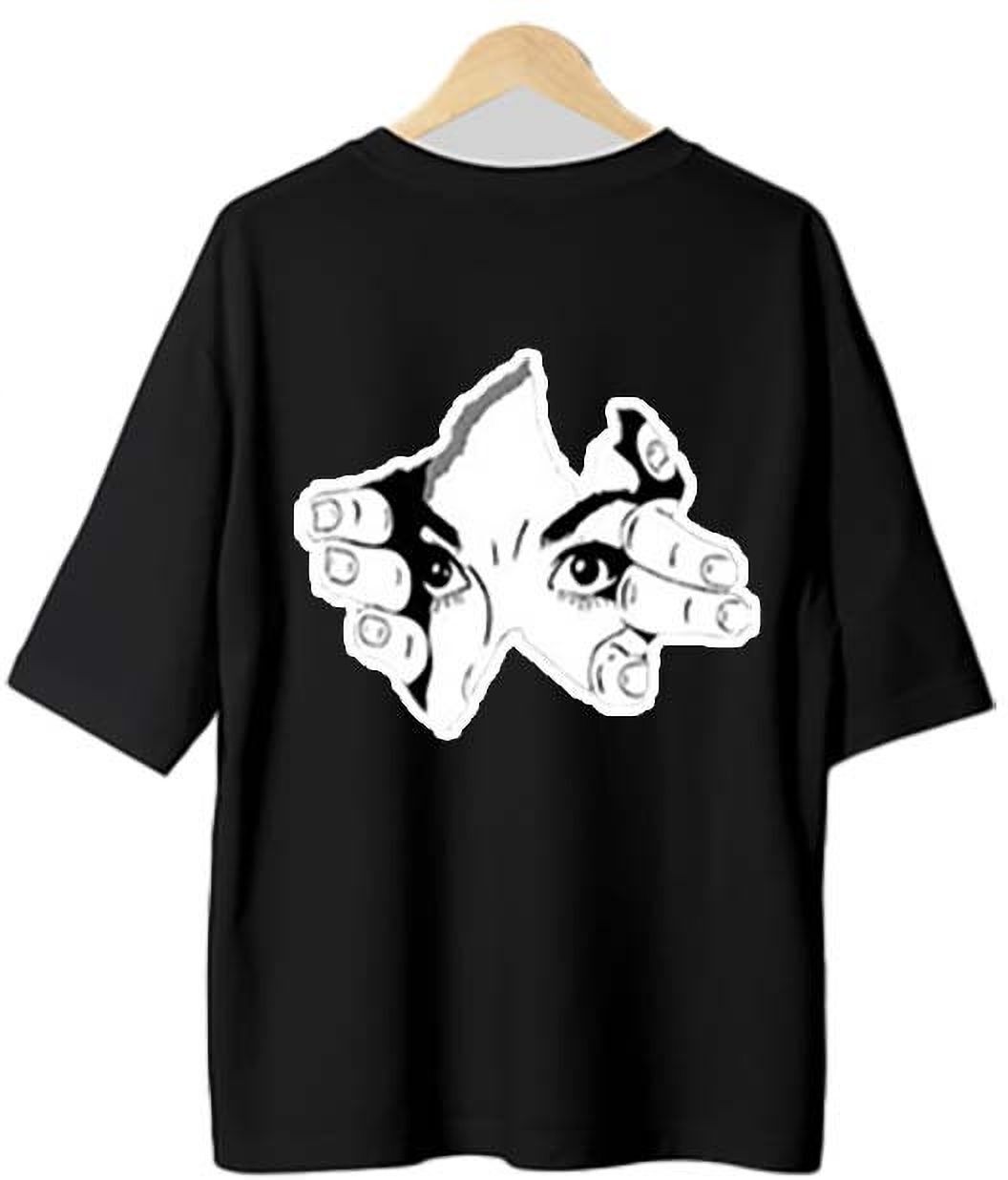 Women Printed Round Neck Pure Cotton Black T-Shirt-image-22