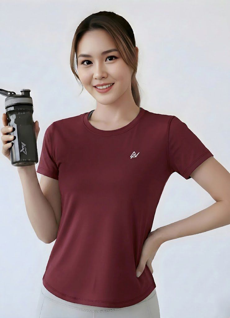 nexsus apparels Women Solid Round Neck Polyester Maroon T-Shirt-picture-44