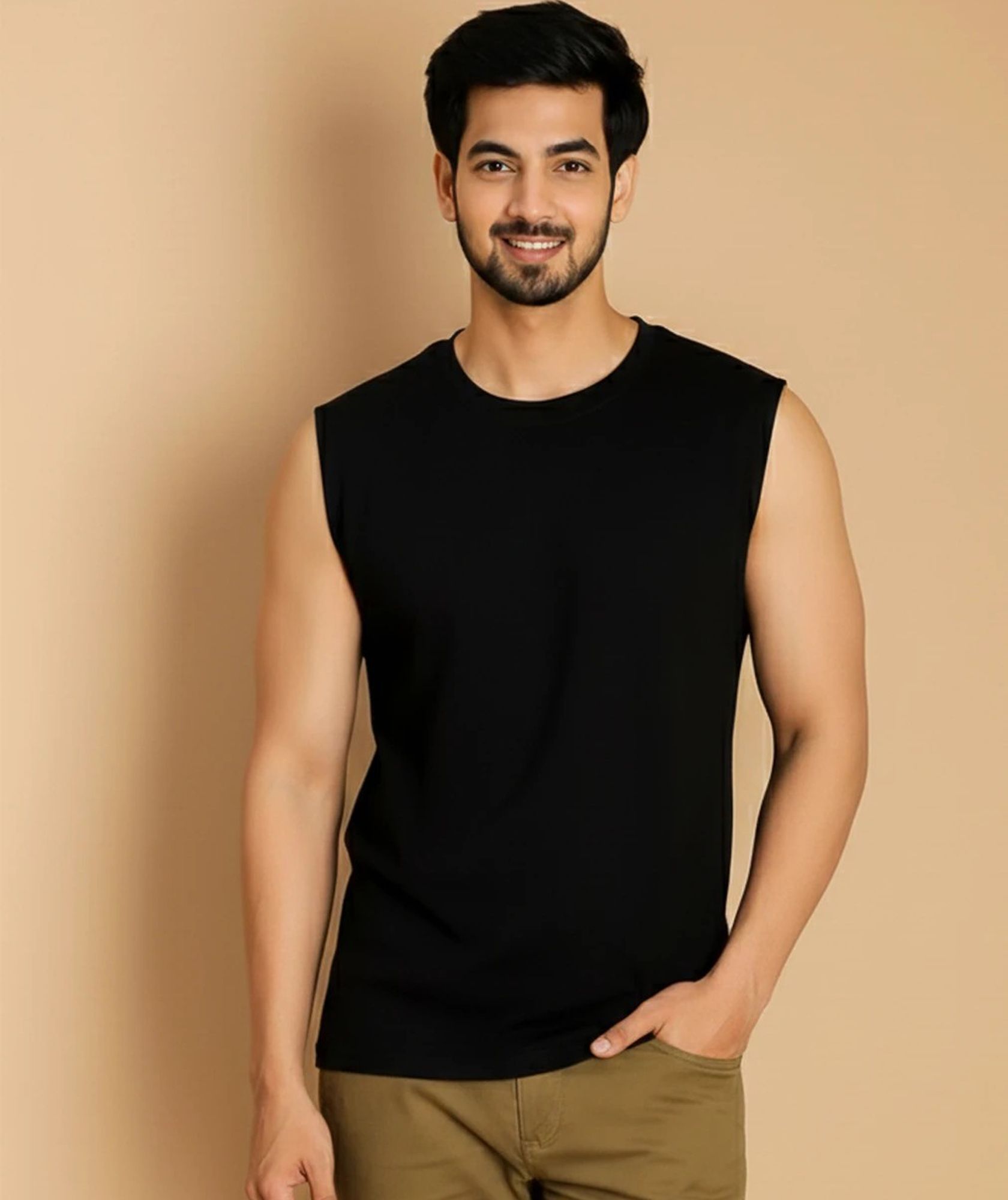 Polyester Sleeveless Tshirt Men Vest-image-44