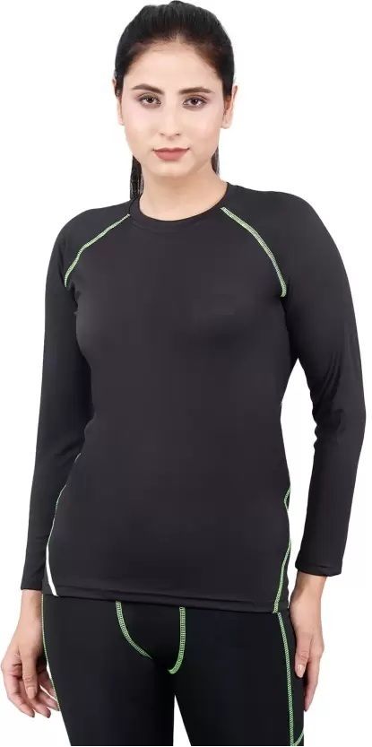 Women Solid Round Neck Polyester Black T-Shirt-image-43