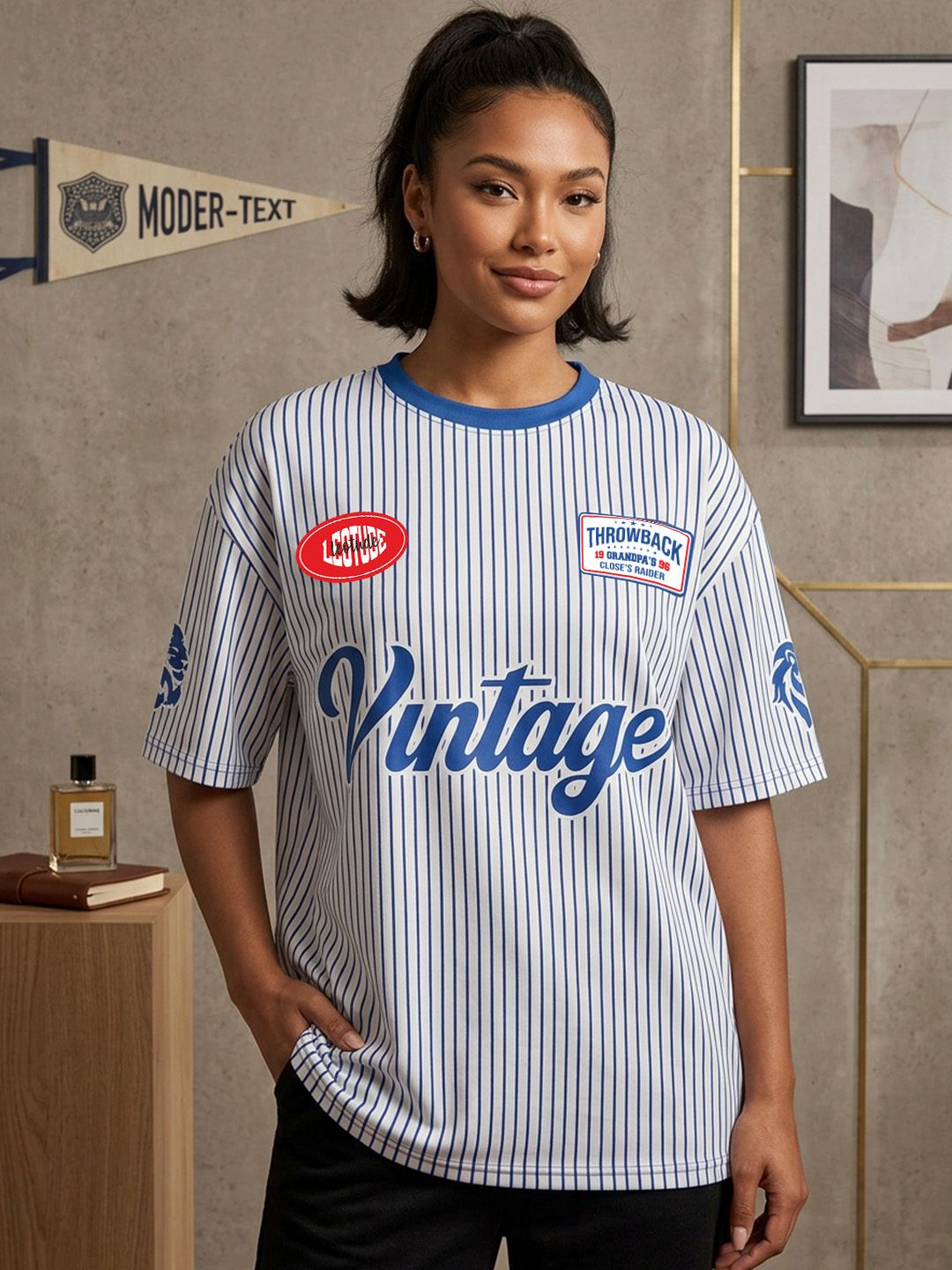 Women Printed Round Neck Cotton Blend Blue T-Shirt-image-30