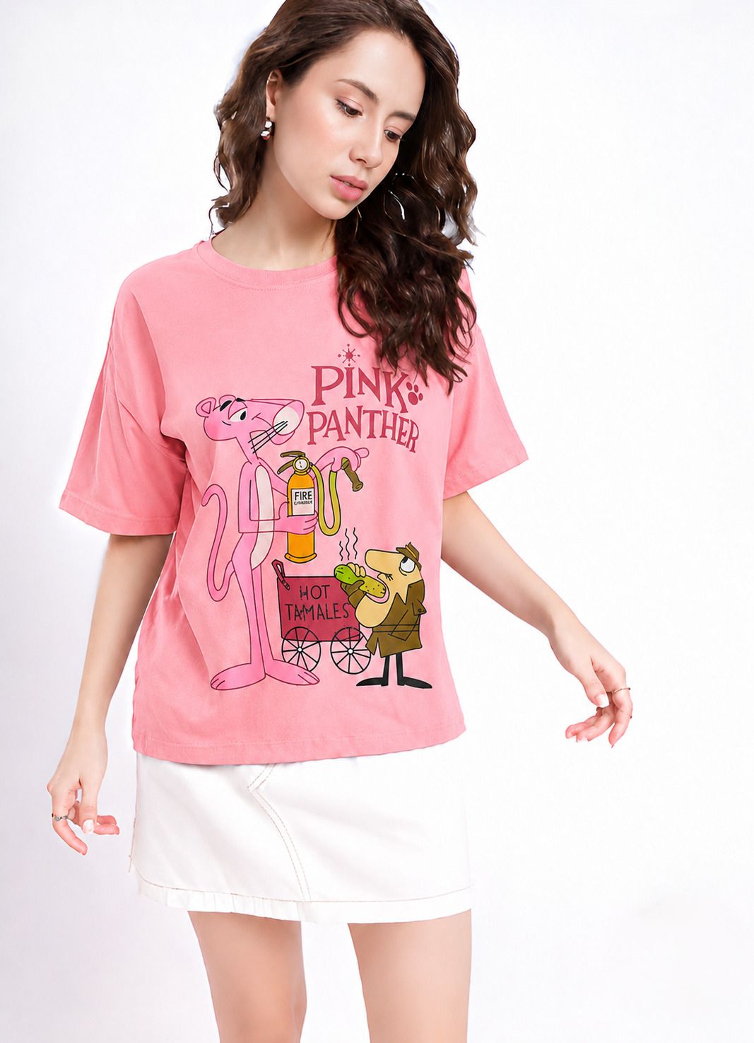 fabflee Women Printed Round Neck Cotton Blend Pink T-Shirt-picture-45