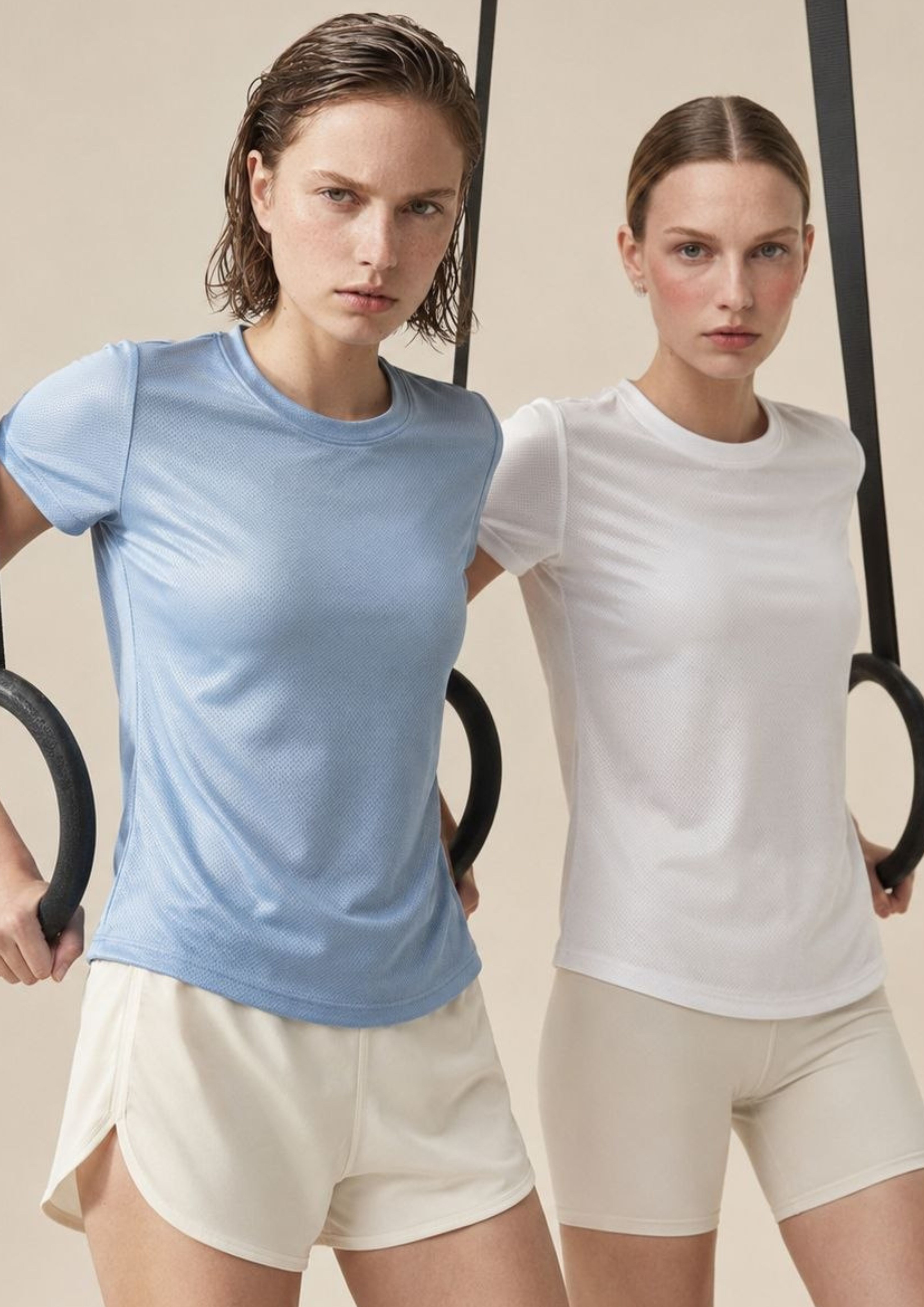 carlo magno Pack of 2 Women Solid Round Neck Polyester White, Light Blue T-Shirt-picture-47