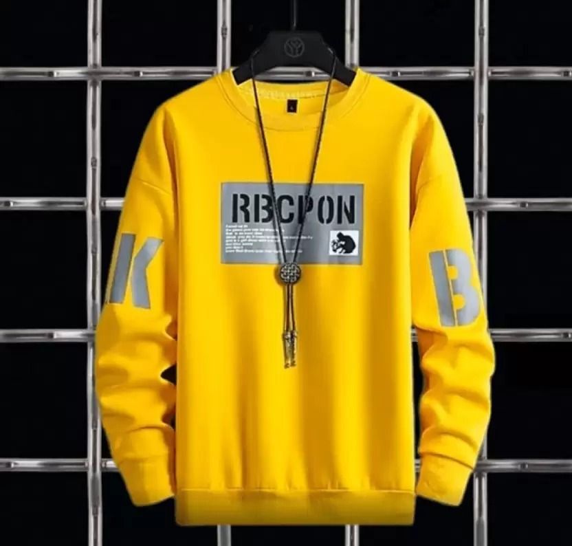 Men Printed, Typography Round Neck Polyester Yellow T-Shirt-image-38