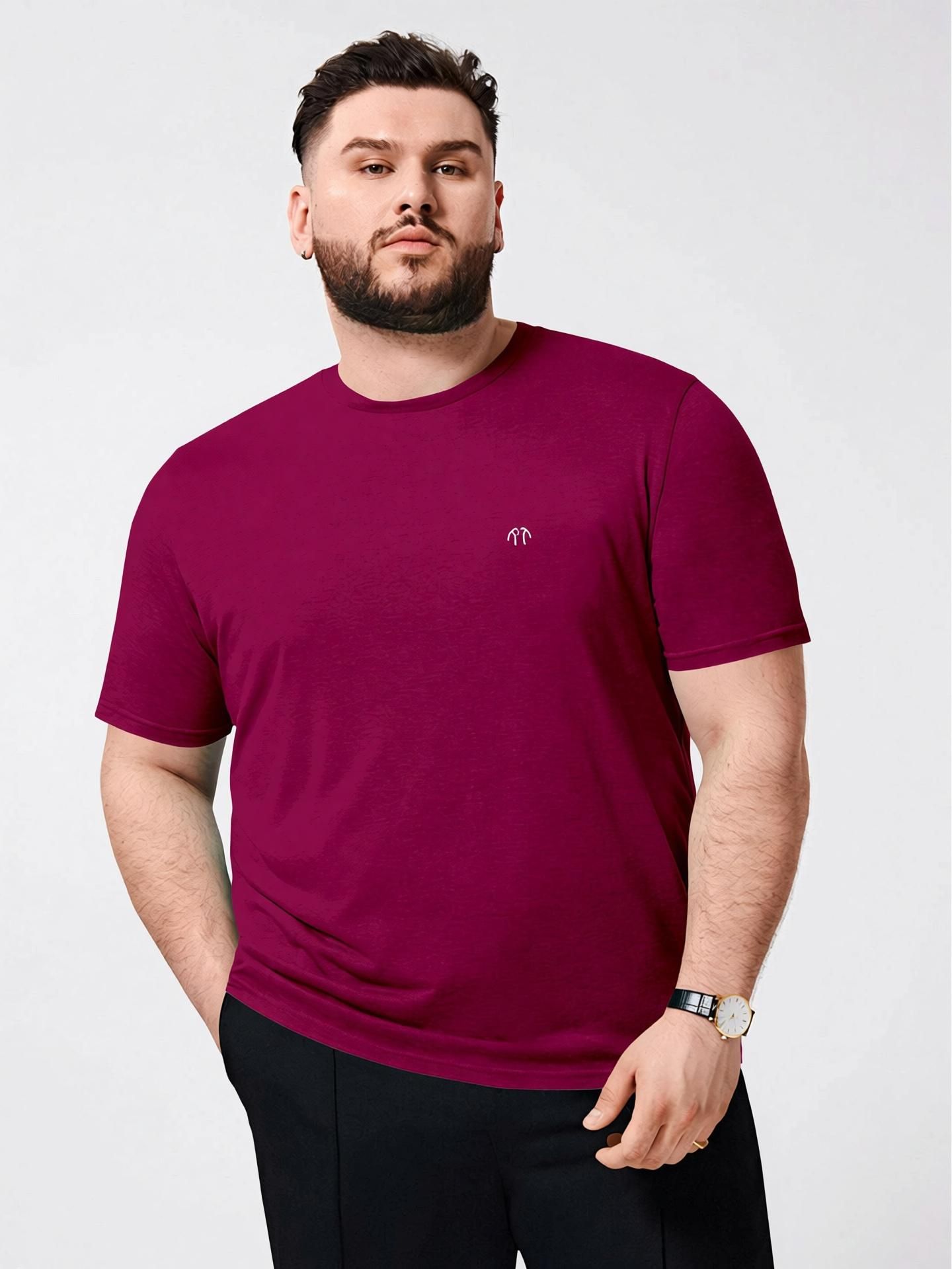 triptee Men Solid Round Neck Cotton Blend Maroon T-Shirt-picture-13