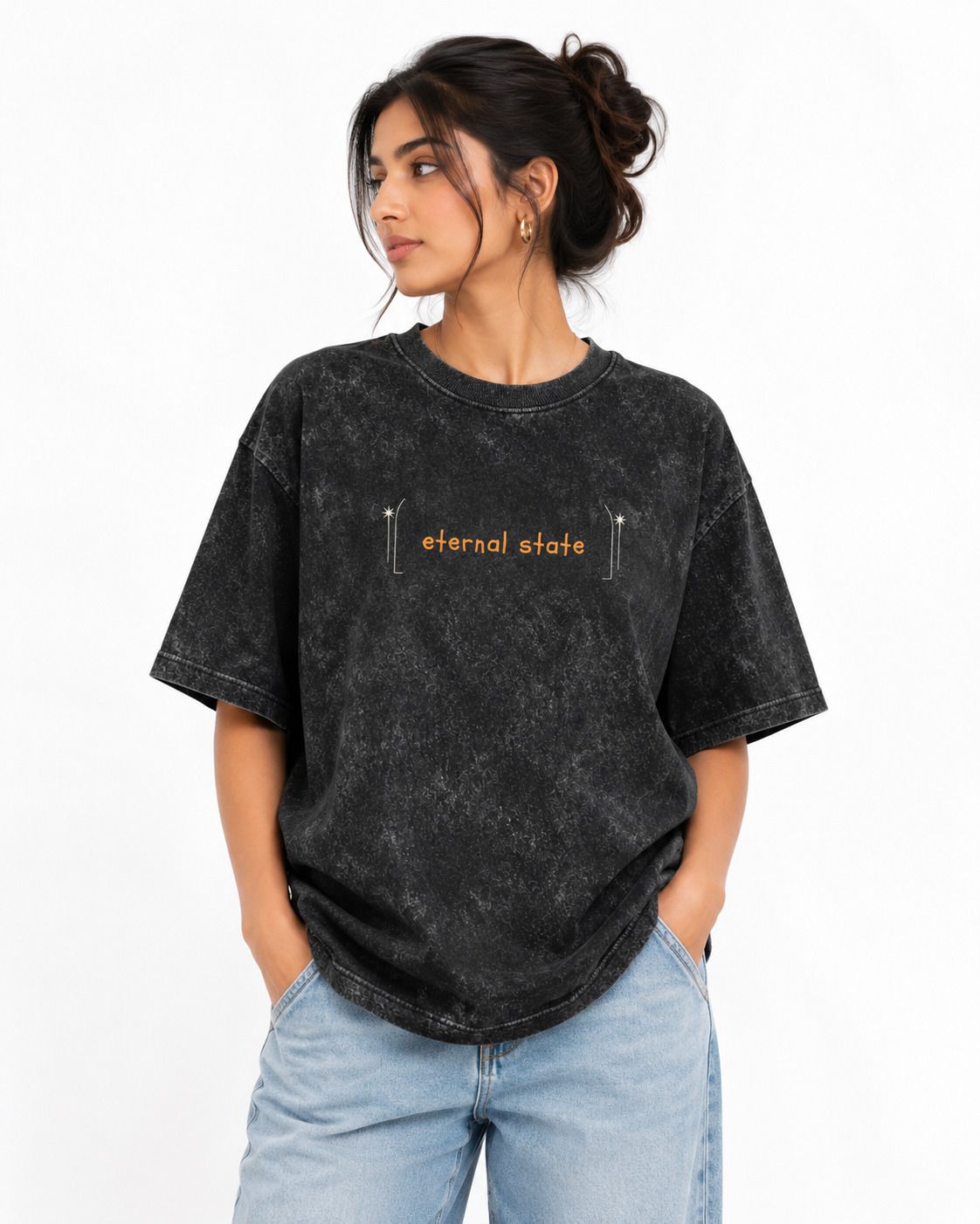 dachrifer Women Graphic Print Round Neck Pure Cotton Black T-Shirt-picture-16