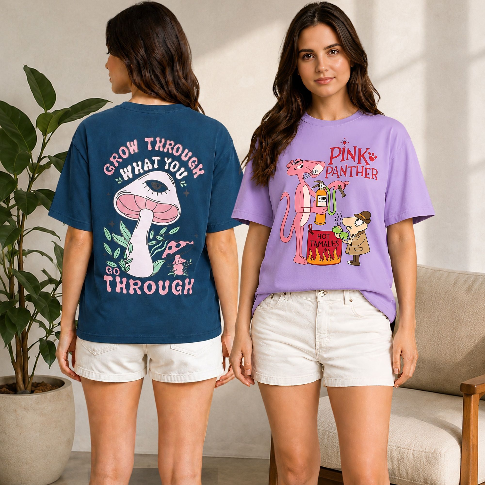 metronaut Pack of 2 Printed Women Round Neck Cotton Blend Multicolor T-Shirt-picture-30