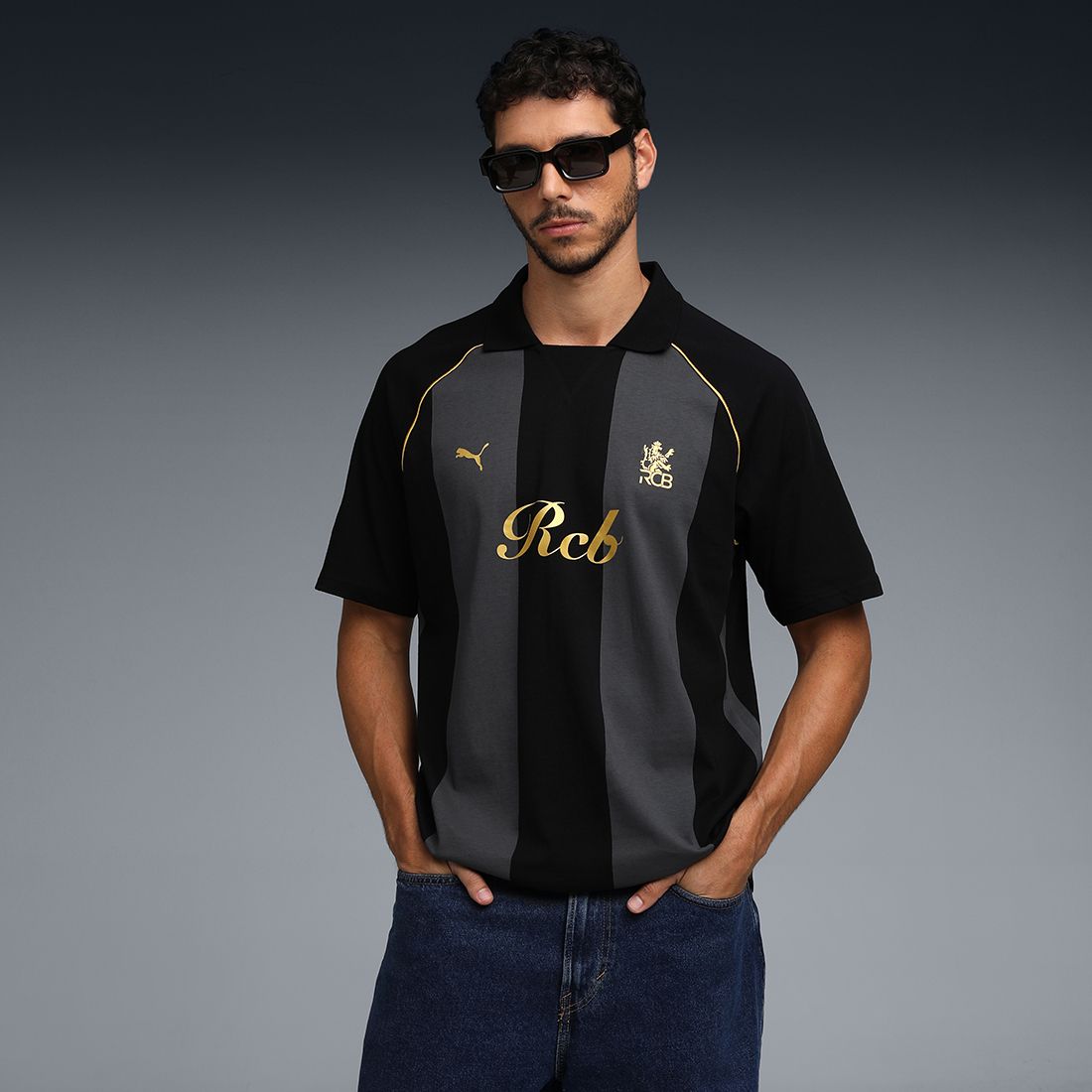puma Men Solid Polo Neck Cotton Blend Black T-Shirt-picture-15