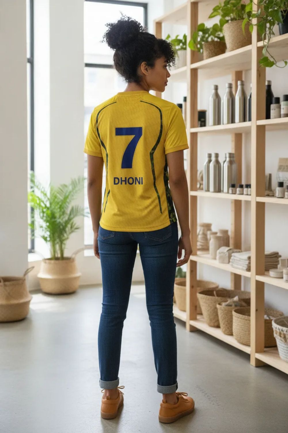 shanvi Women Graphic Print Round Neck Polycotton Yellow T-Shirt-picture-4