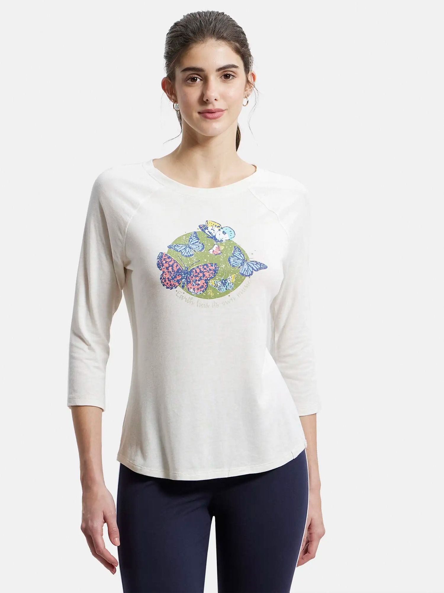 AW46 Women Graphic Print Round Neck Modal White T-Shirt-image-26