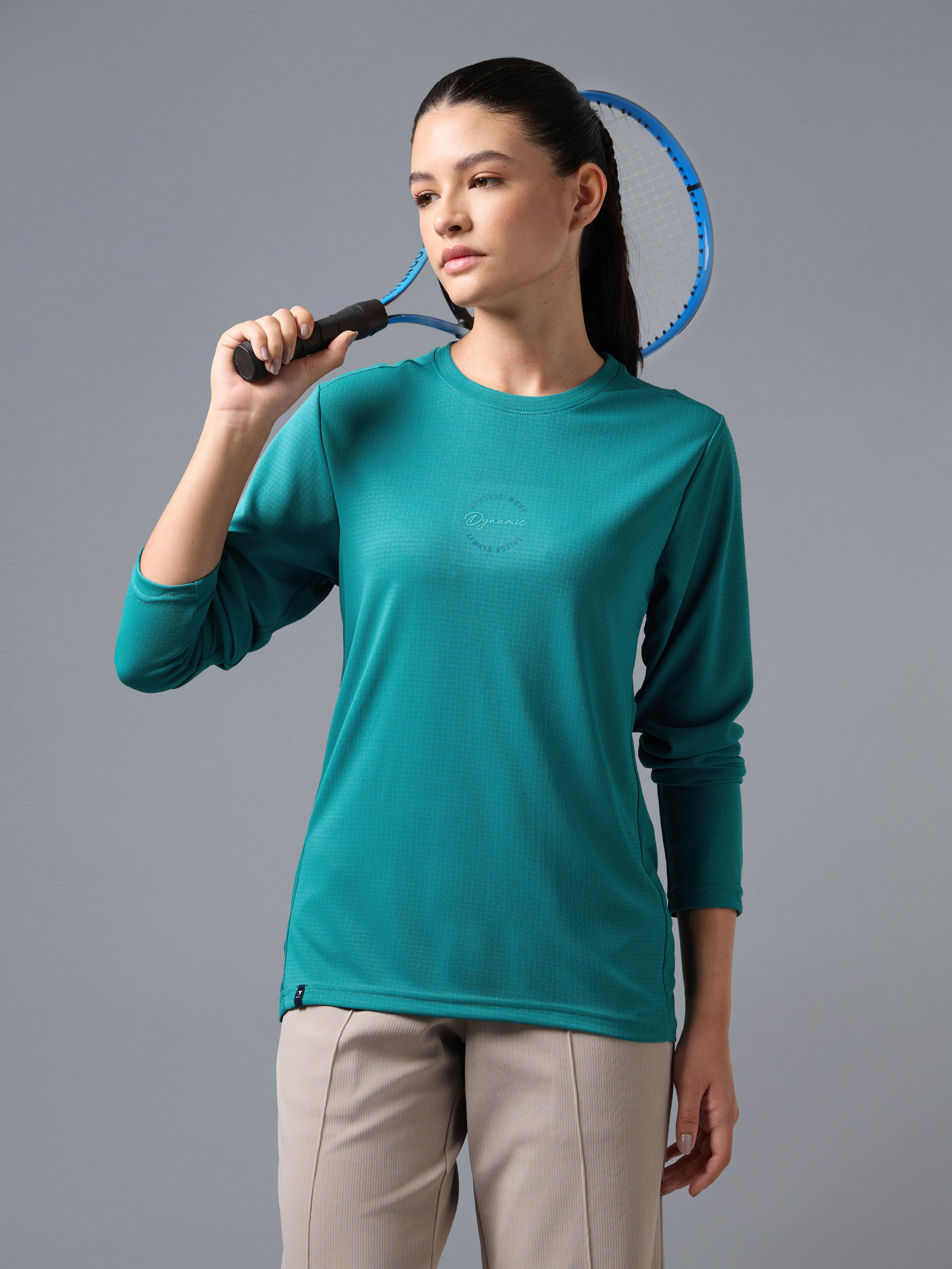 technosport Women Solid Round Neck Polyester Green T-Shirt-picture-37
