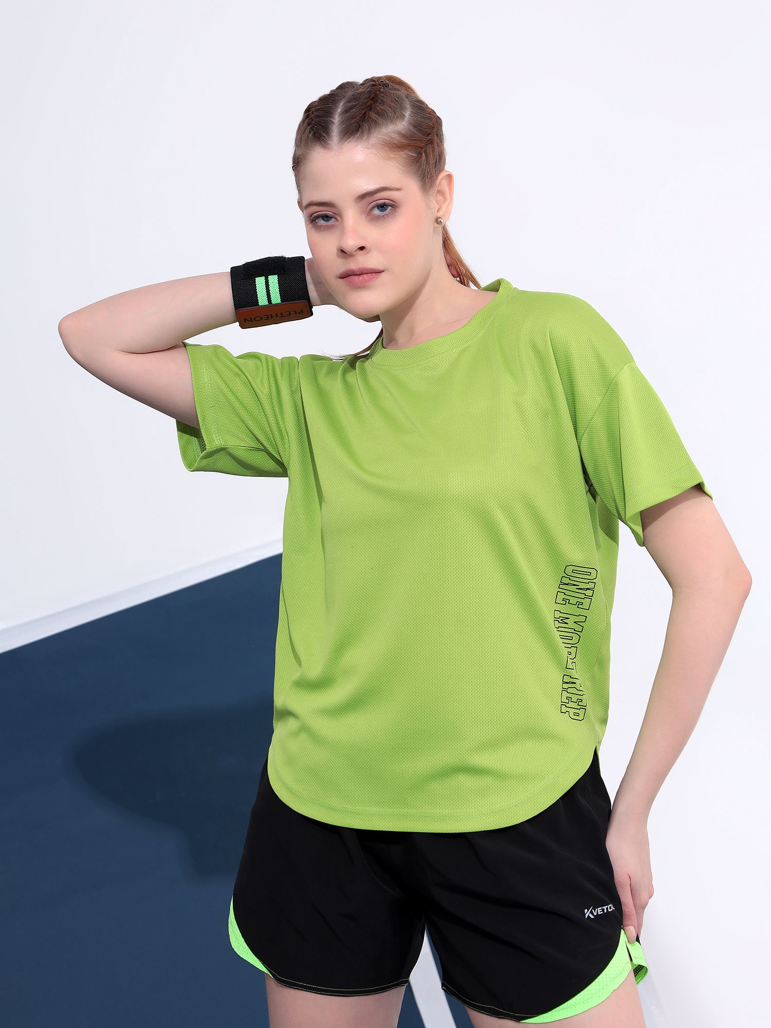 kvetoo Women Solid, Sporty Round Neck Polyester Green T-Shirt-picture-41