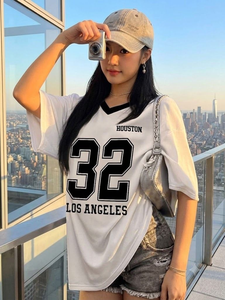Women Typography, Graphic Print Round Neck Reversible Cotton Blend White T-Shirt-image-29