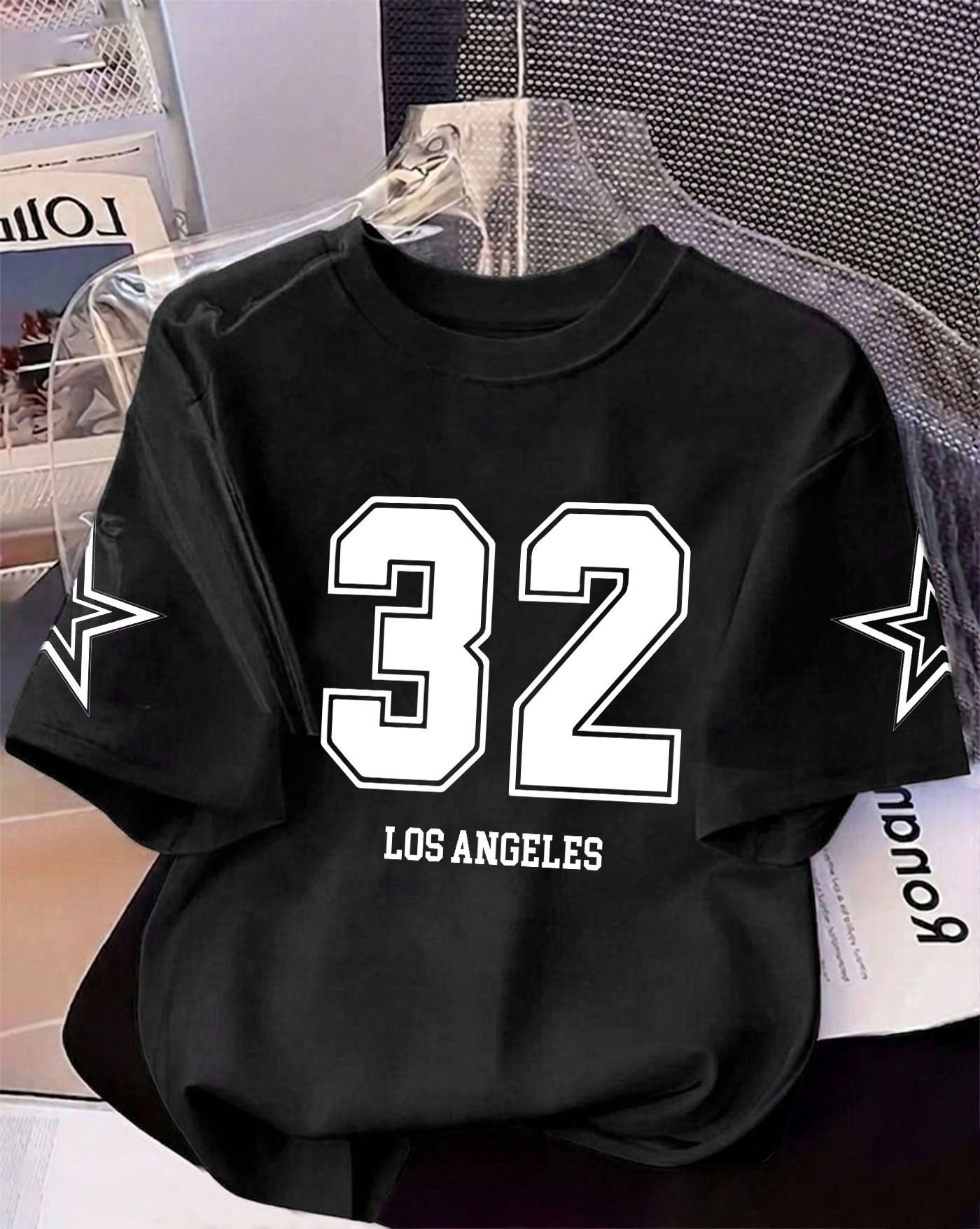 aoosh Women Printed Round Neck Cotton Blend Black T-Shirt-picture-15