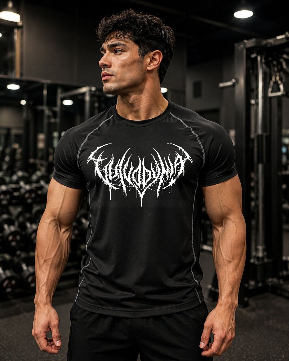 Men Printed Round Neck Polyester Black T-Shirt-image-5