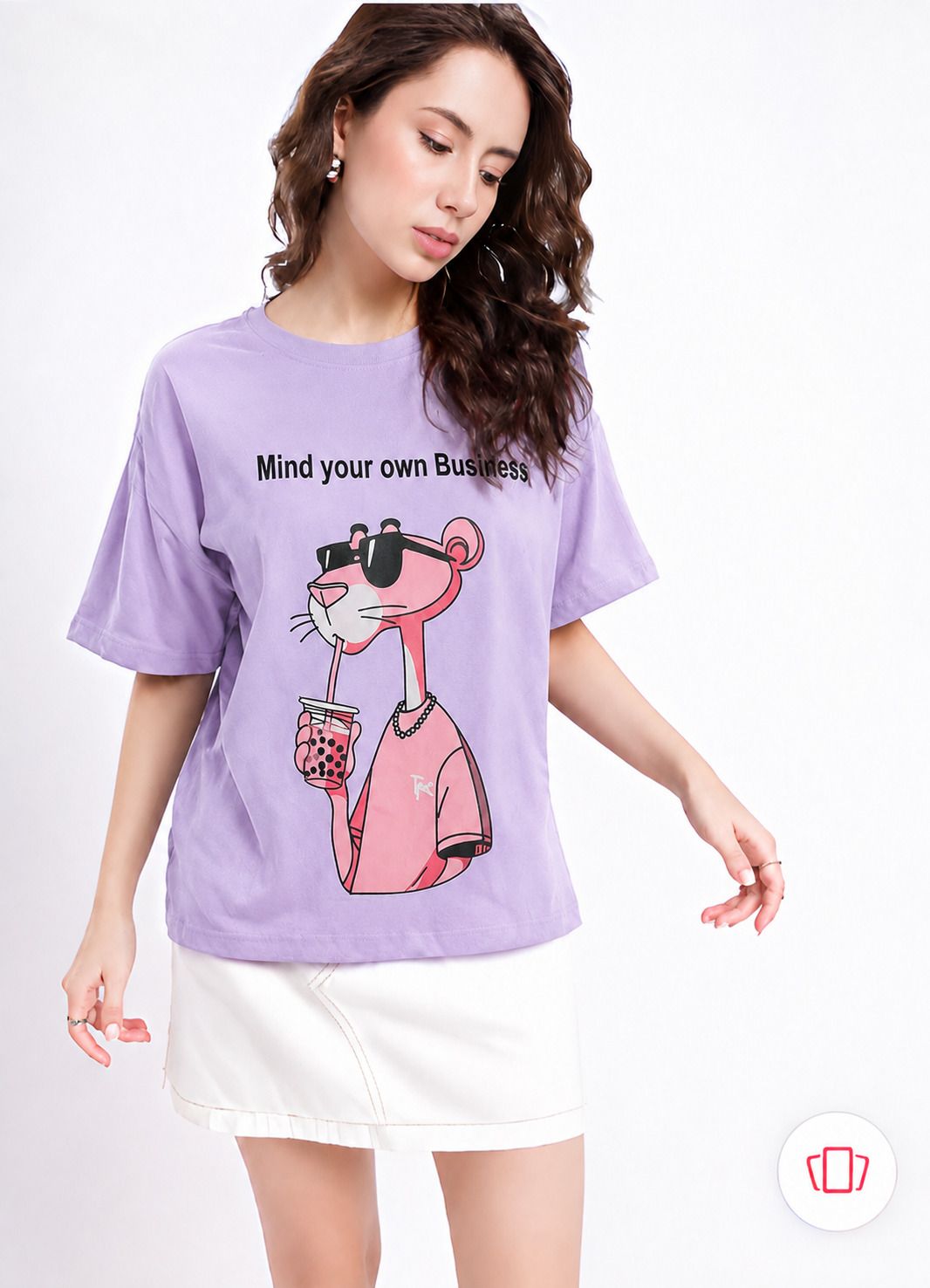fabflee Women Printed Round Neck Cotton Blend Purple T-Shirt-picture-20