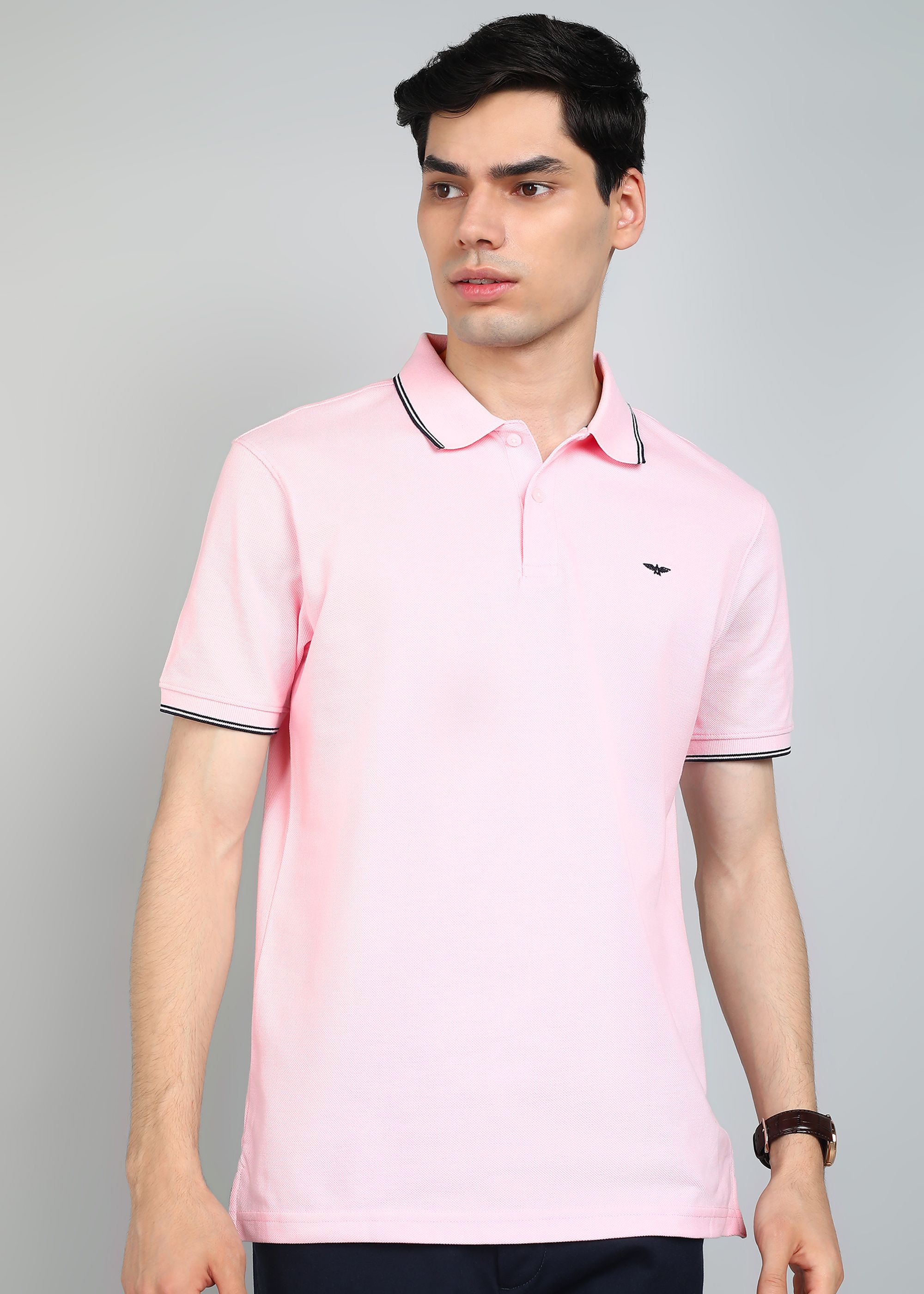 park avenue Men Solid Polo Neck Cotton Blend Red T-Shirt-picture-36