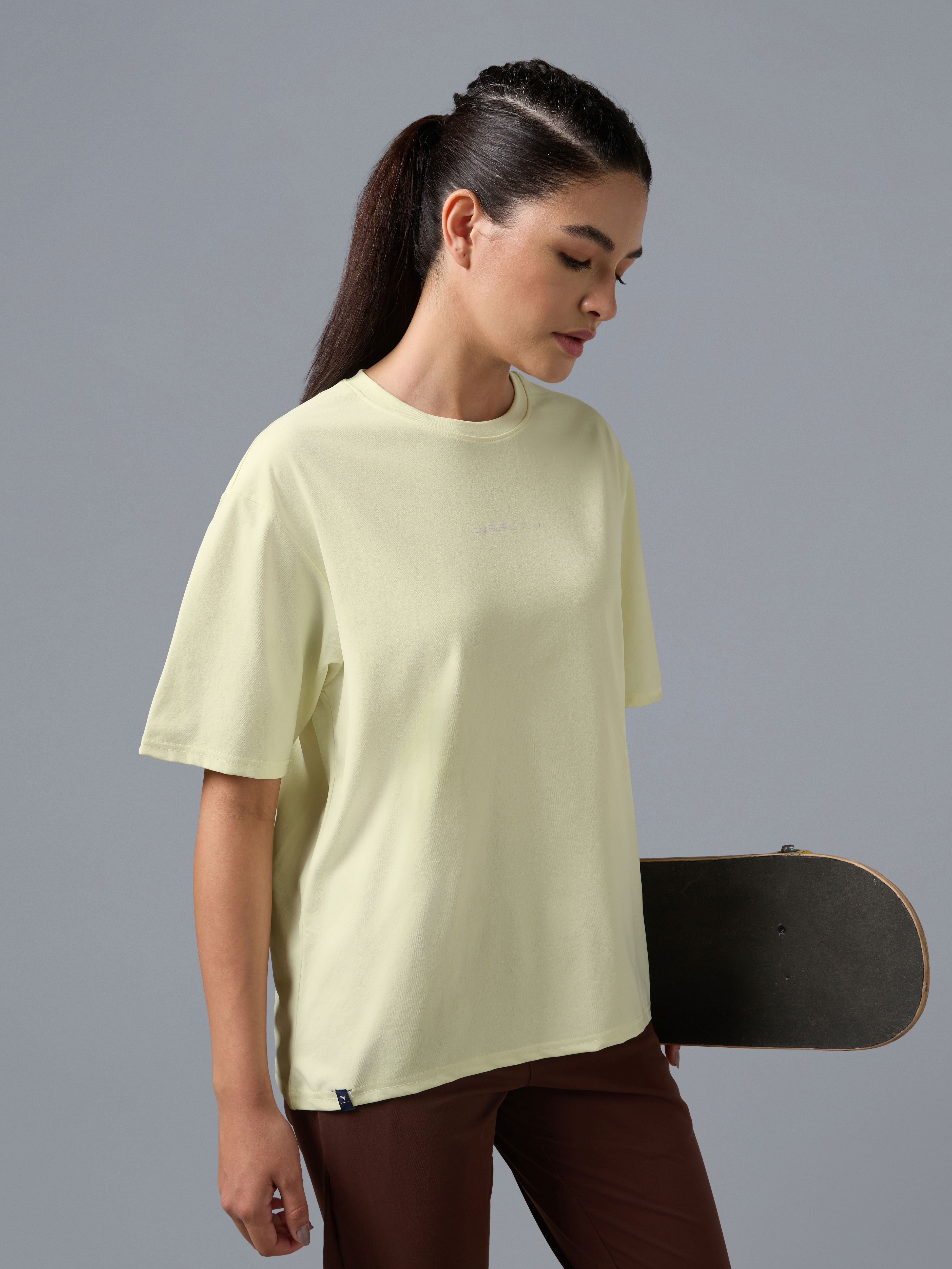 technosport Women Printed Round Neck Polyester Yellow T-Shirt-picture-15
