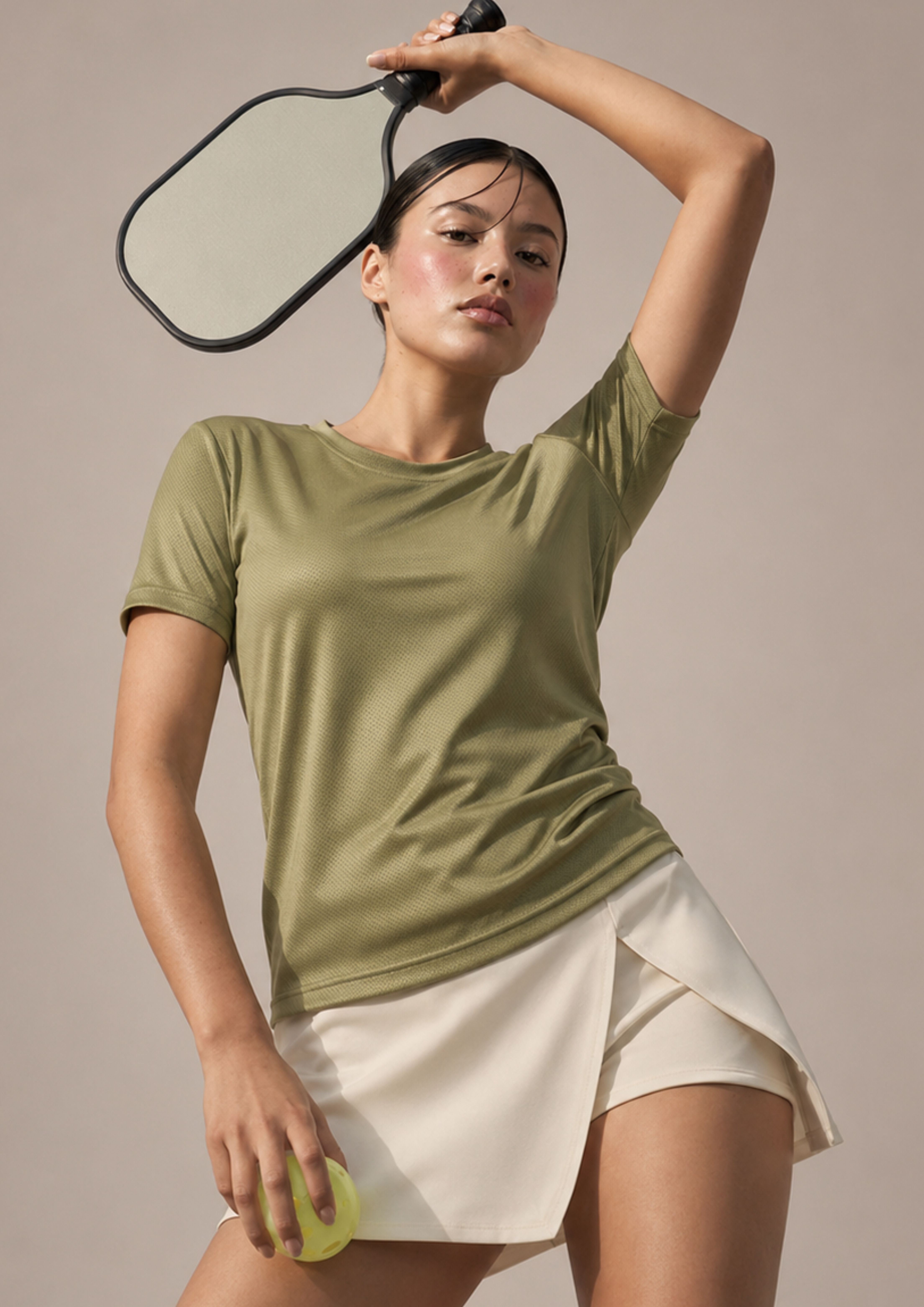 carlo magno Women Solid Round Neck Polyester Green T-Shirt-picture-36