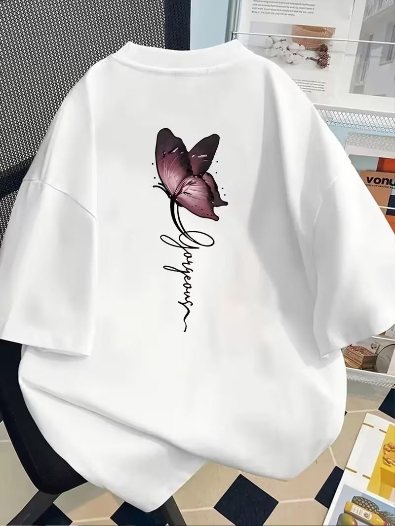 relva Oversized Women Graphic Print Round Neck Cotton Blend White T-Shirt-picture-17
