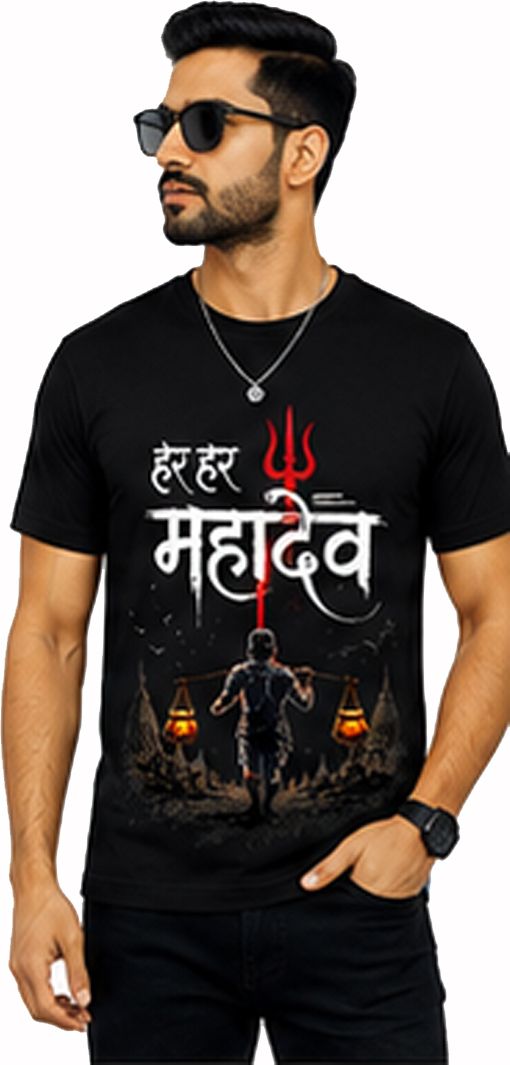 auto avenue Men Solid Round Neck Polycotton Black T-Shirt-picture-3