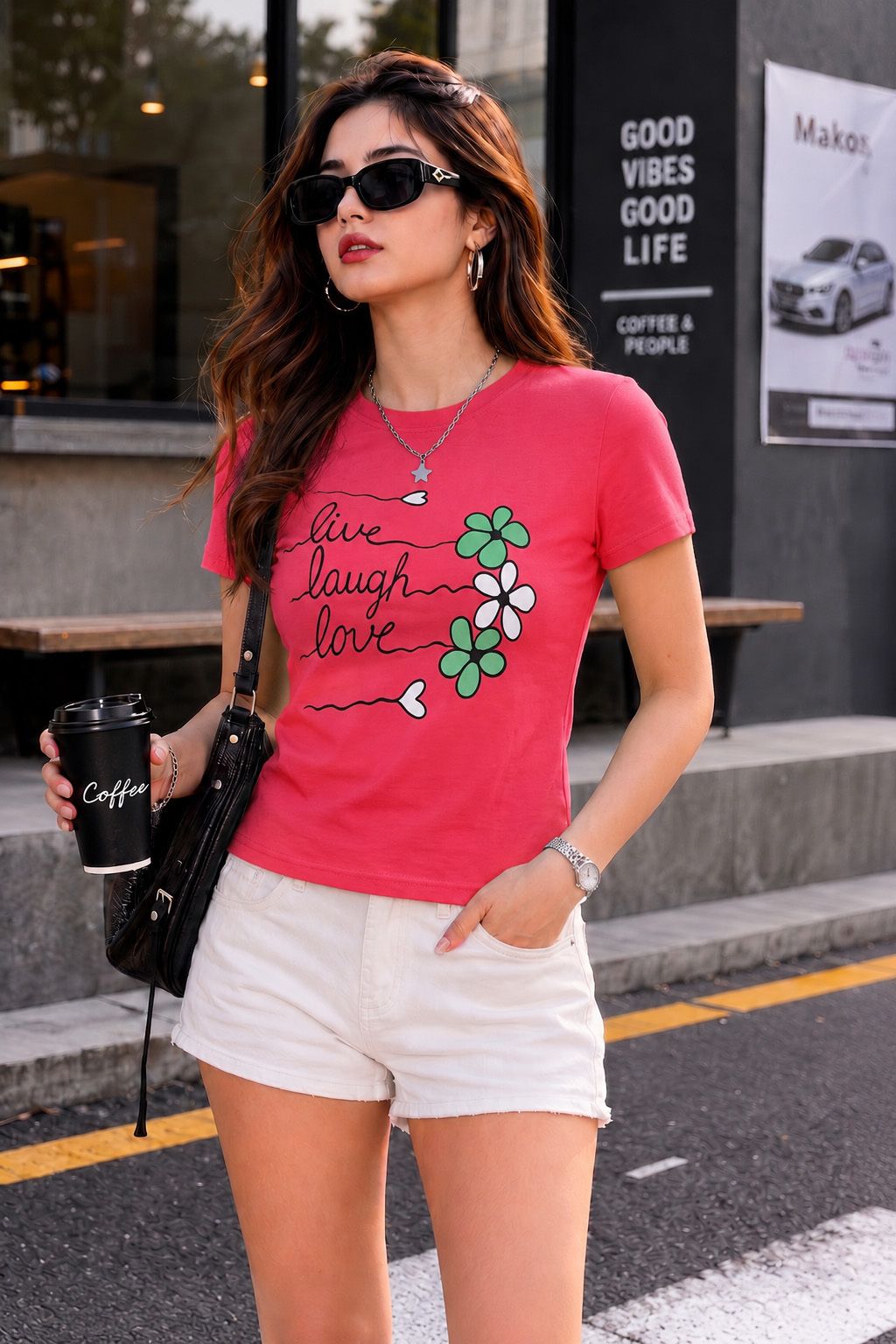 fabflee Women Solid Round Neck Cotton Blend Pink T-Shirt-picture-27