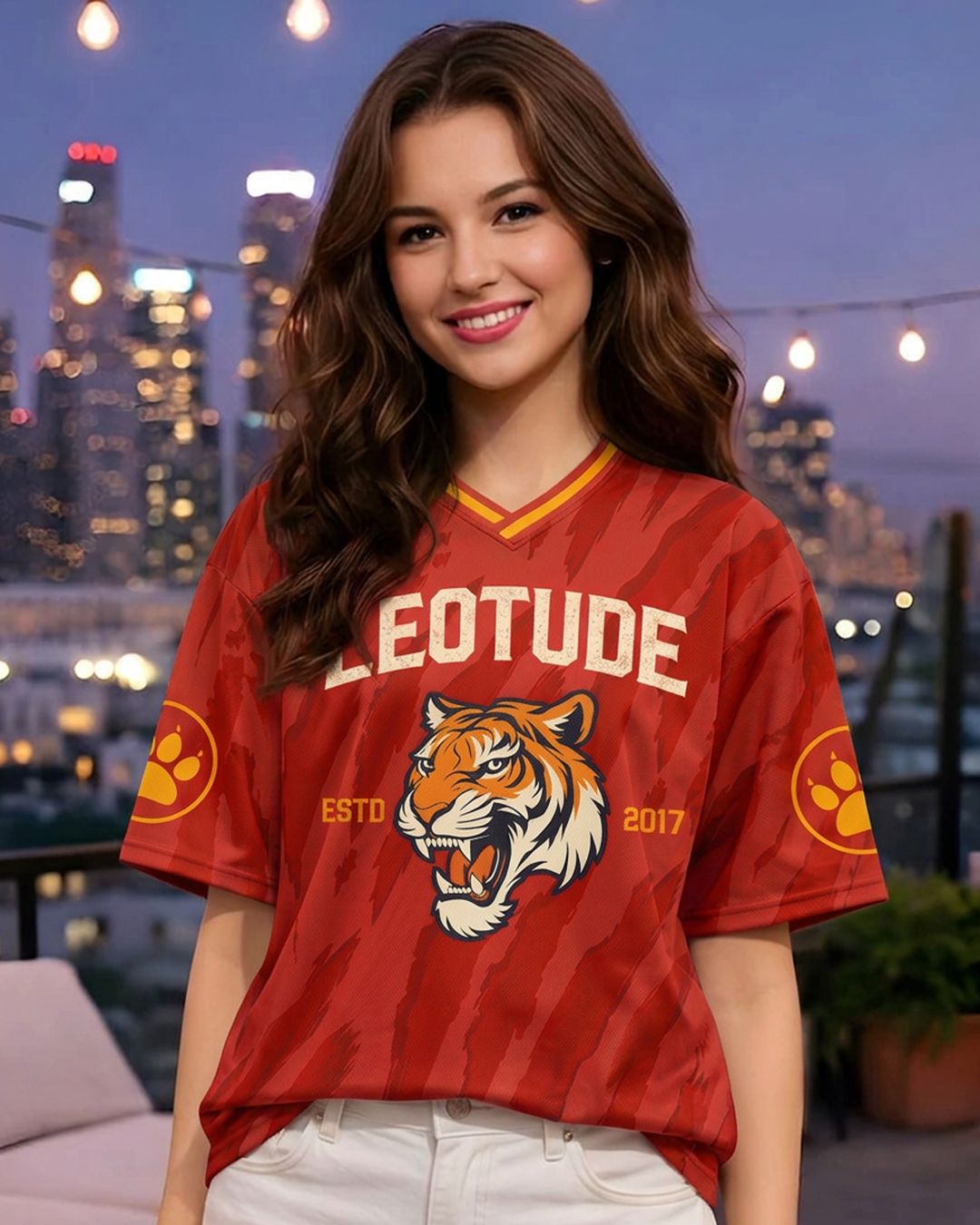 just roar Women Graphic Print Round Neck Cotton Blend Red T-Shirt-picture-7
