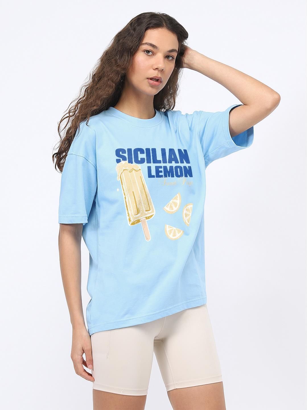 nobero Women Graphic Print Round Neck Pure Cotton Light Blue T-Shirt-picture-12