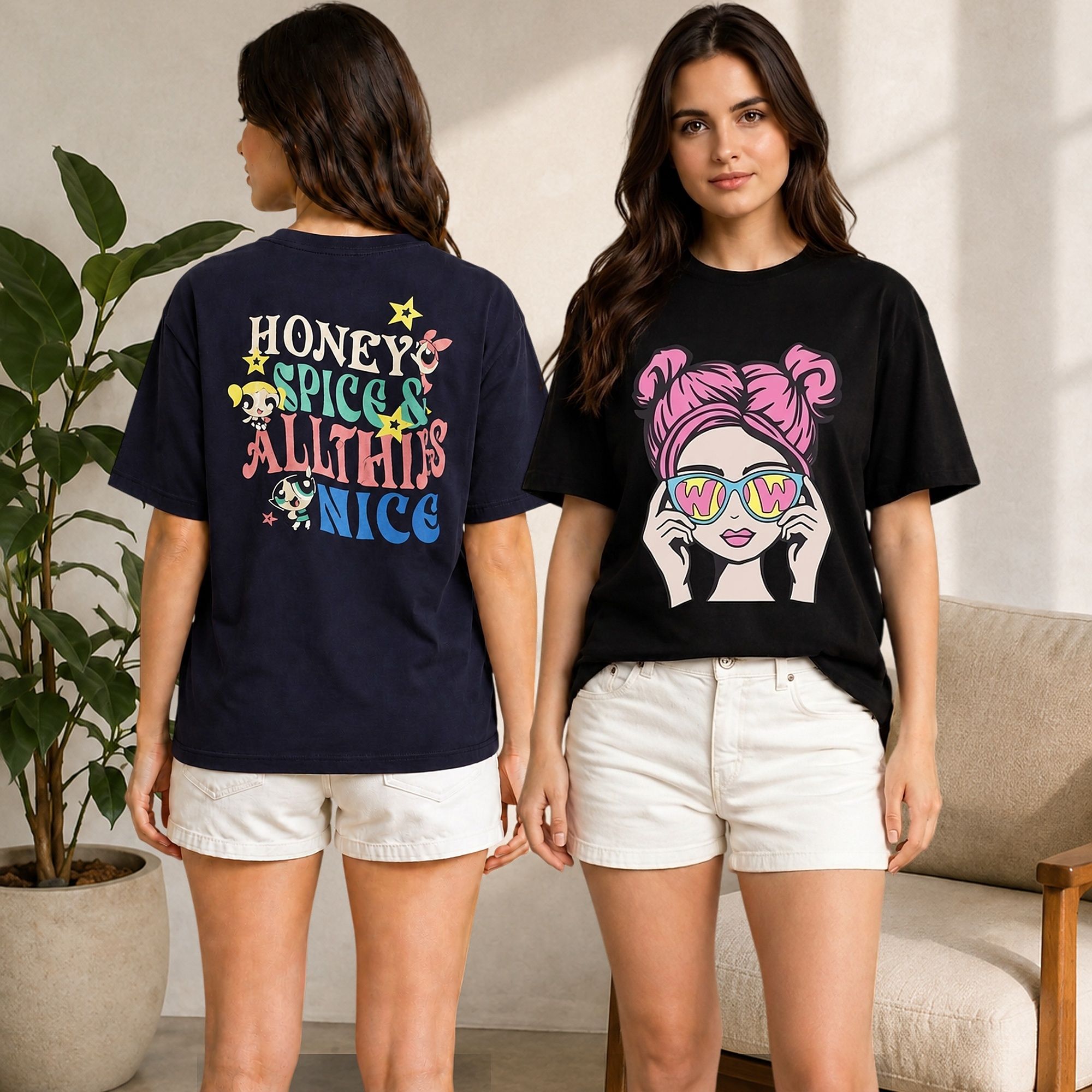 metronaut Pack of 2 Printed Women Round Neck Cotton Blend Multicolor T-Shirt-picture-23