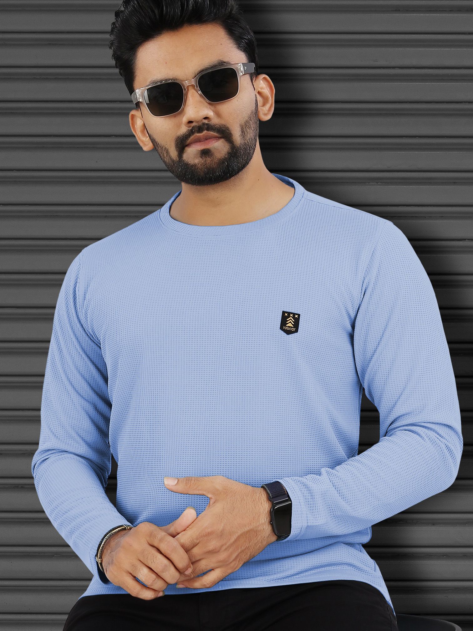 vebnor Men Solid Round Neck Polyester Light Blue T-Shirt-picture-13