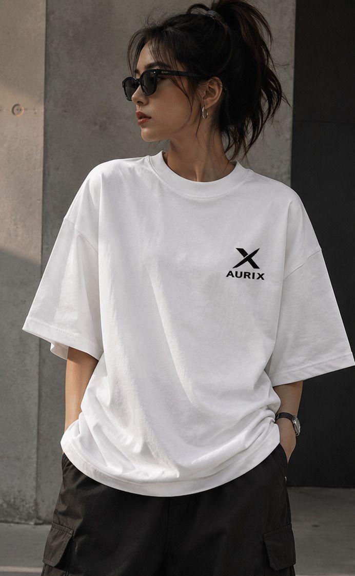 aurix Women Graphic Print, Typography Round Neck Cotton Blend White T-Shirt-picture-4