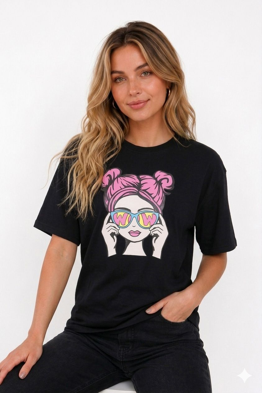 metronaut Printed Women Round Neck Cotton Blend Black T-Shirt-picture-39