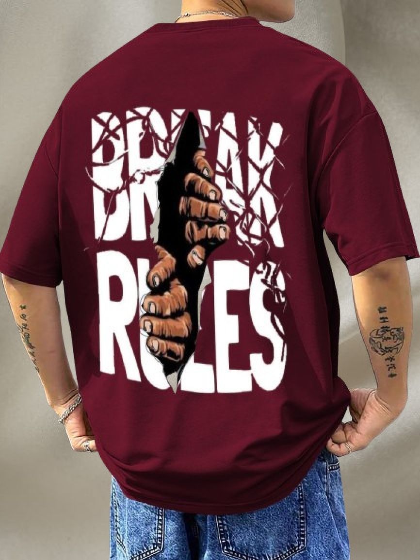 tripbroz Men Printed Round Neck Cotton Blend Maroon T-Shirt-picture-10