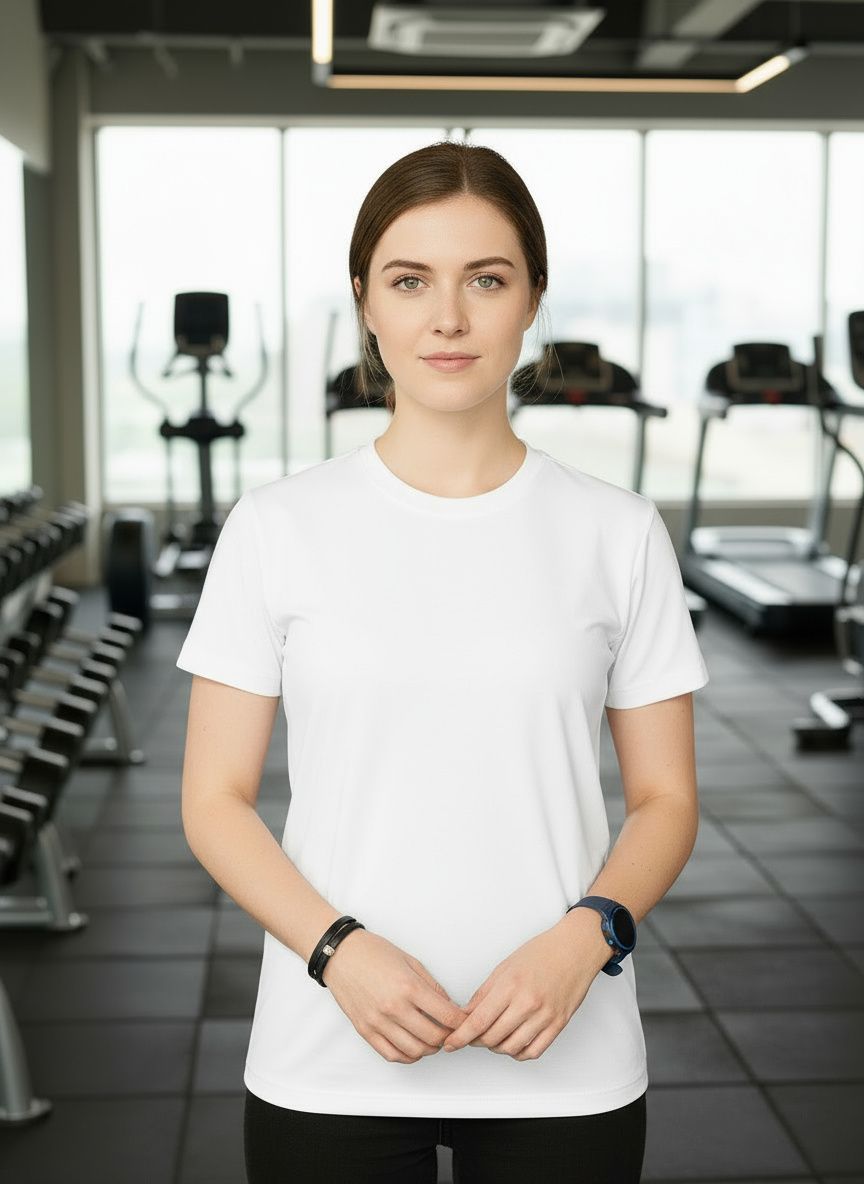 anand Women Solid Round Neck Polyester White T-Shirt-picture-28