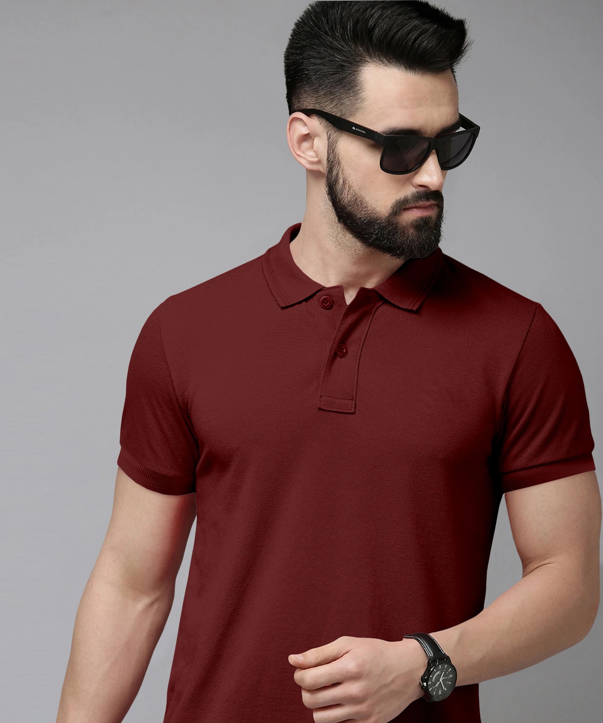 metronaut by flipkart Solid Men Polo Neck Polycotton Maroon T-Shirt-picture-10