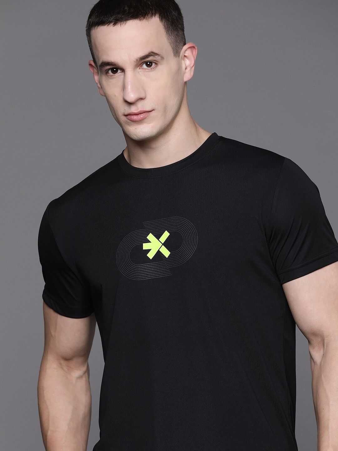 Men Printed Round Neck Polyester Black T-Shirt-image-30