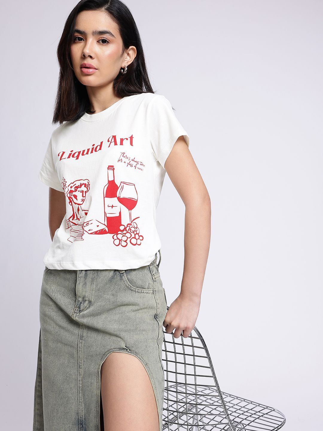 glitchez Women Printed Round Neck Pure Cotton White T-Shirt-picture-22