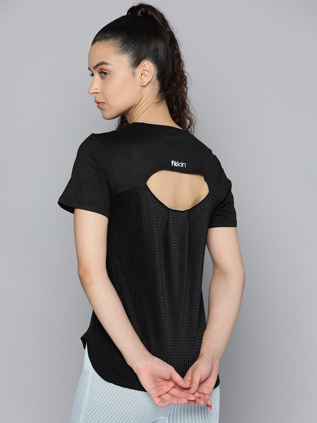 Women Solid Round Neck Polyester Black T-Shirt-image-23