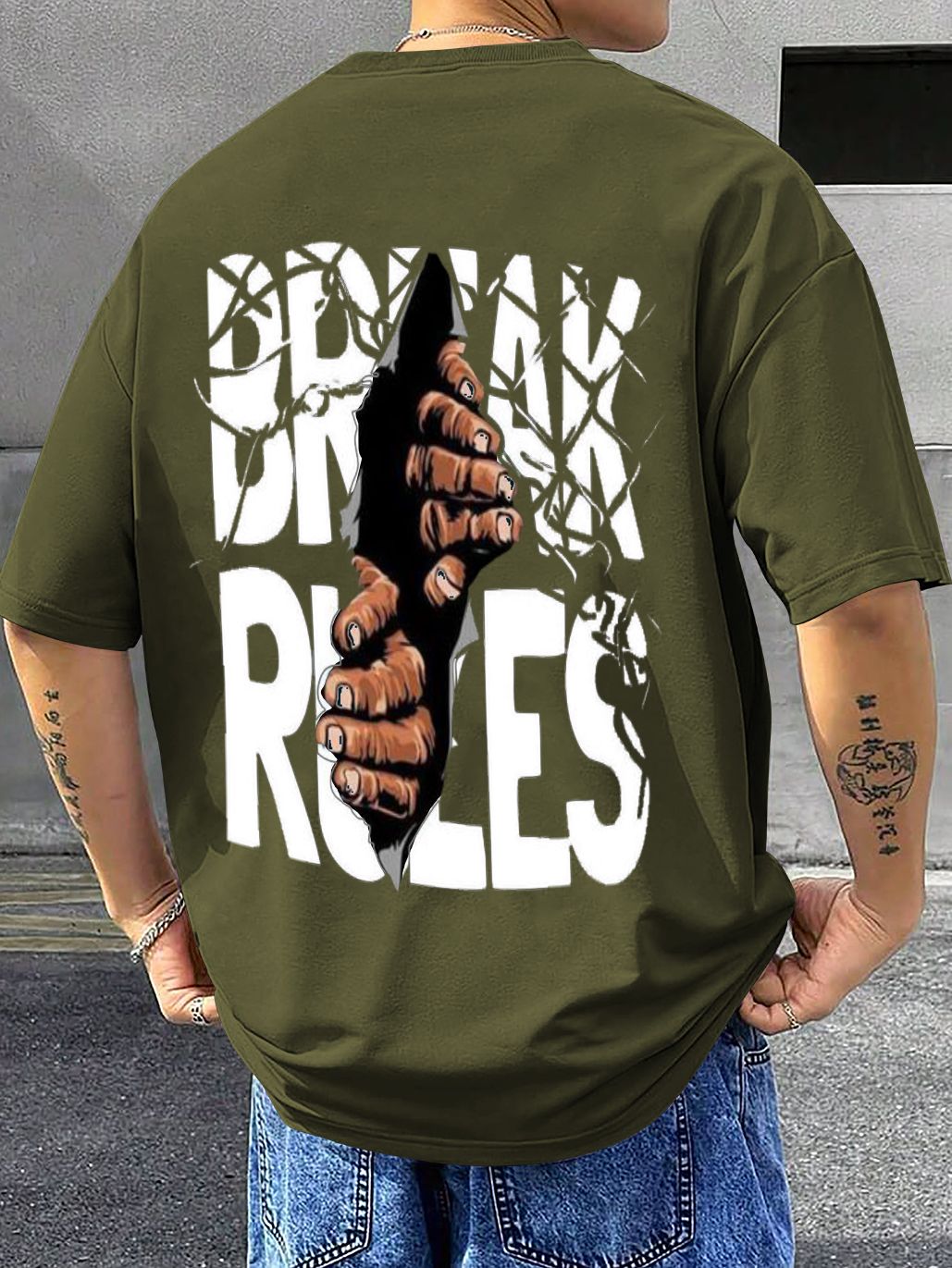 retrotees Men Printed Round Neck Cotton Blend Green T-Shirt-picture-10