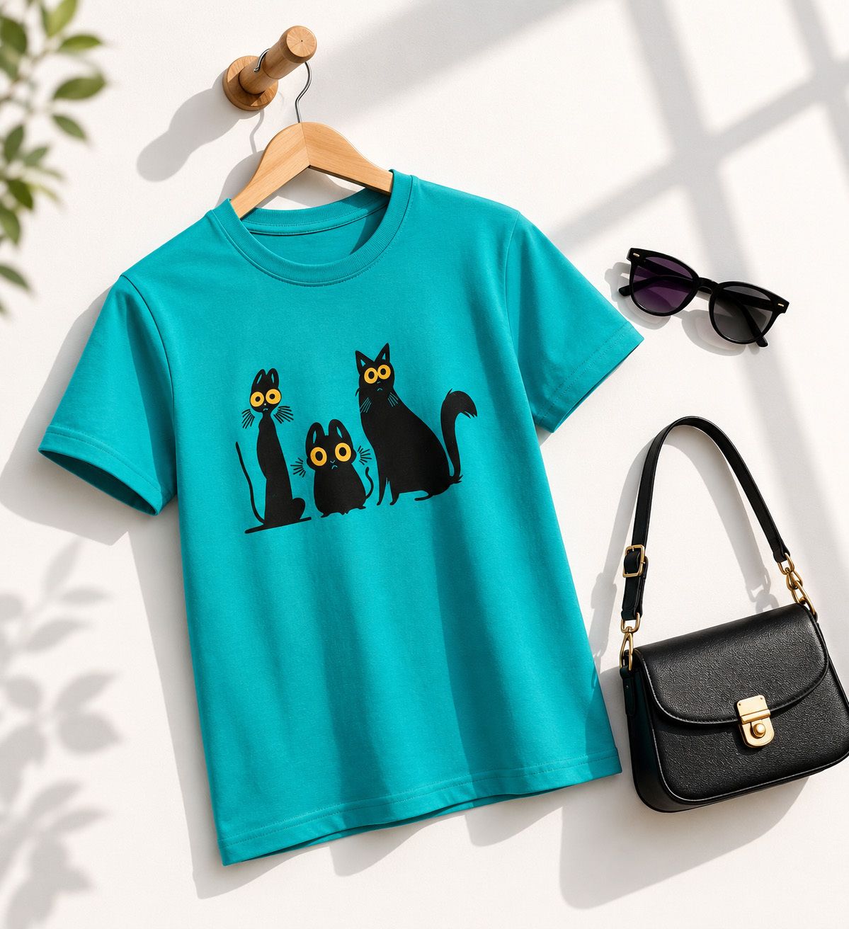 fabflee Women Solid Round Neck Cotton Blend Blue T-Shirt-picture-40