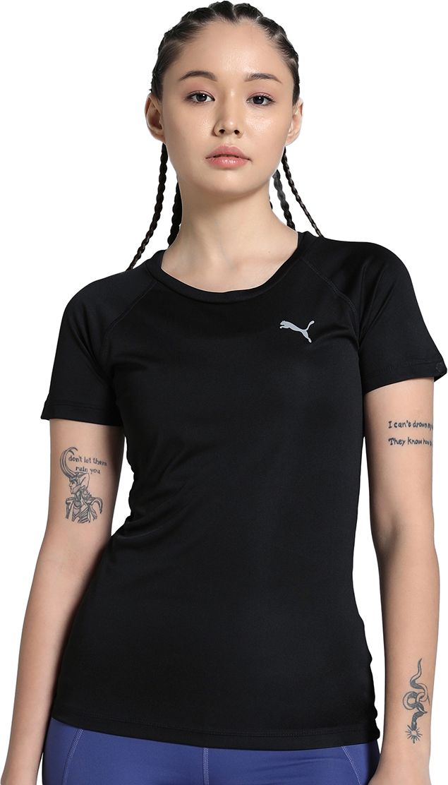 puma Women Printed Crew Neck Polyester Black T-Shirt-picture-11