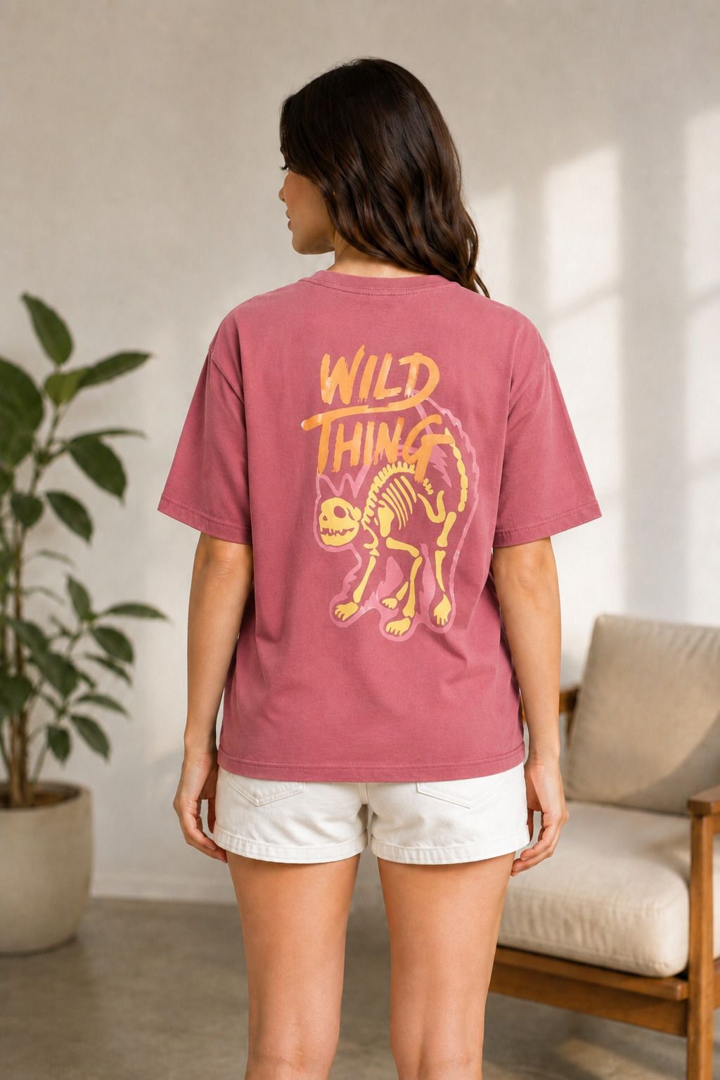 dreambe Women Printed Round Neck Cotton Blend Pink T-Shirt-picture-43