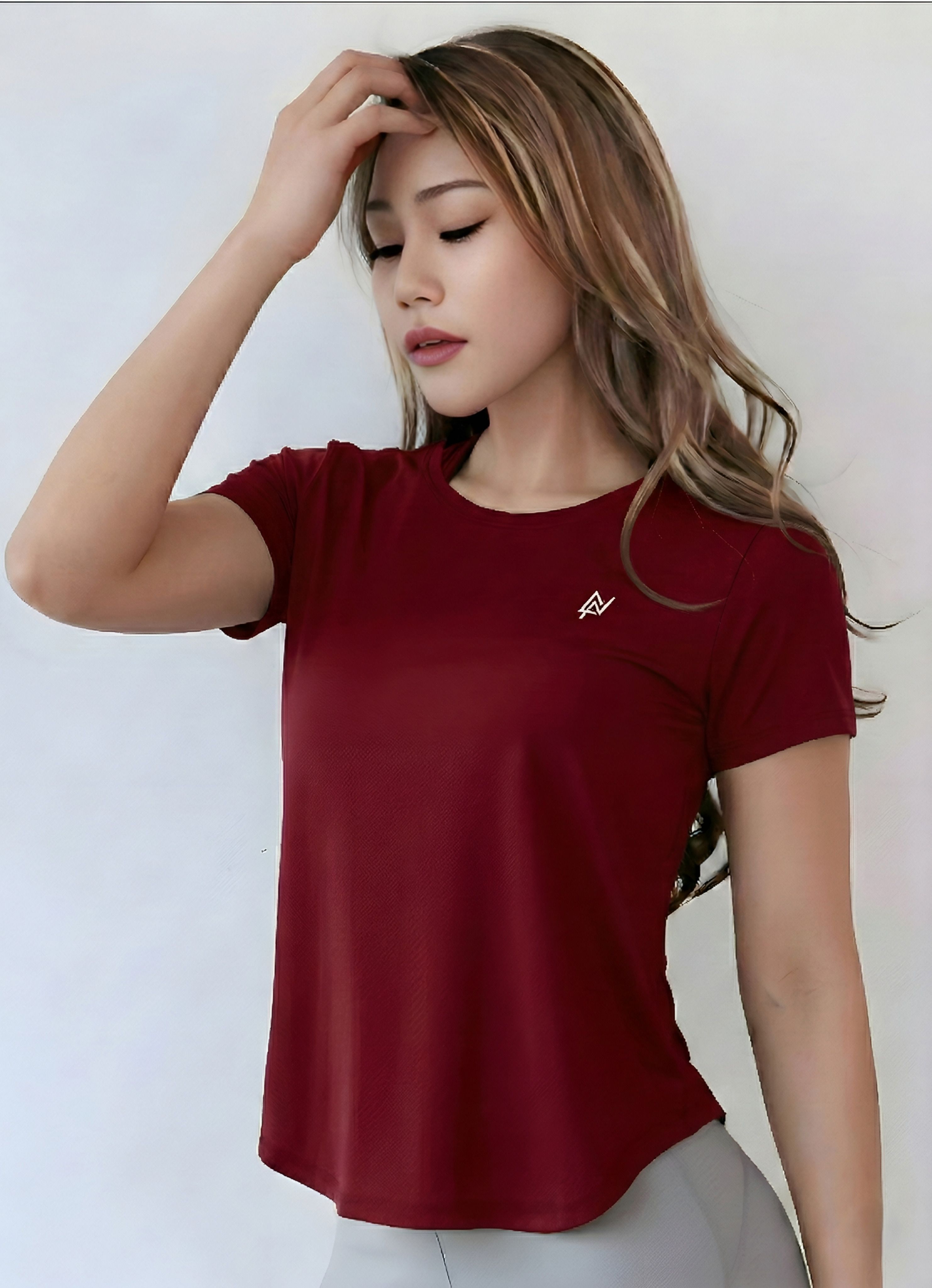 nexsus apparels Women Printed Round Neck Polyester Maroon T-Shirt-picture-7