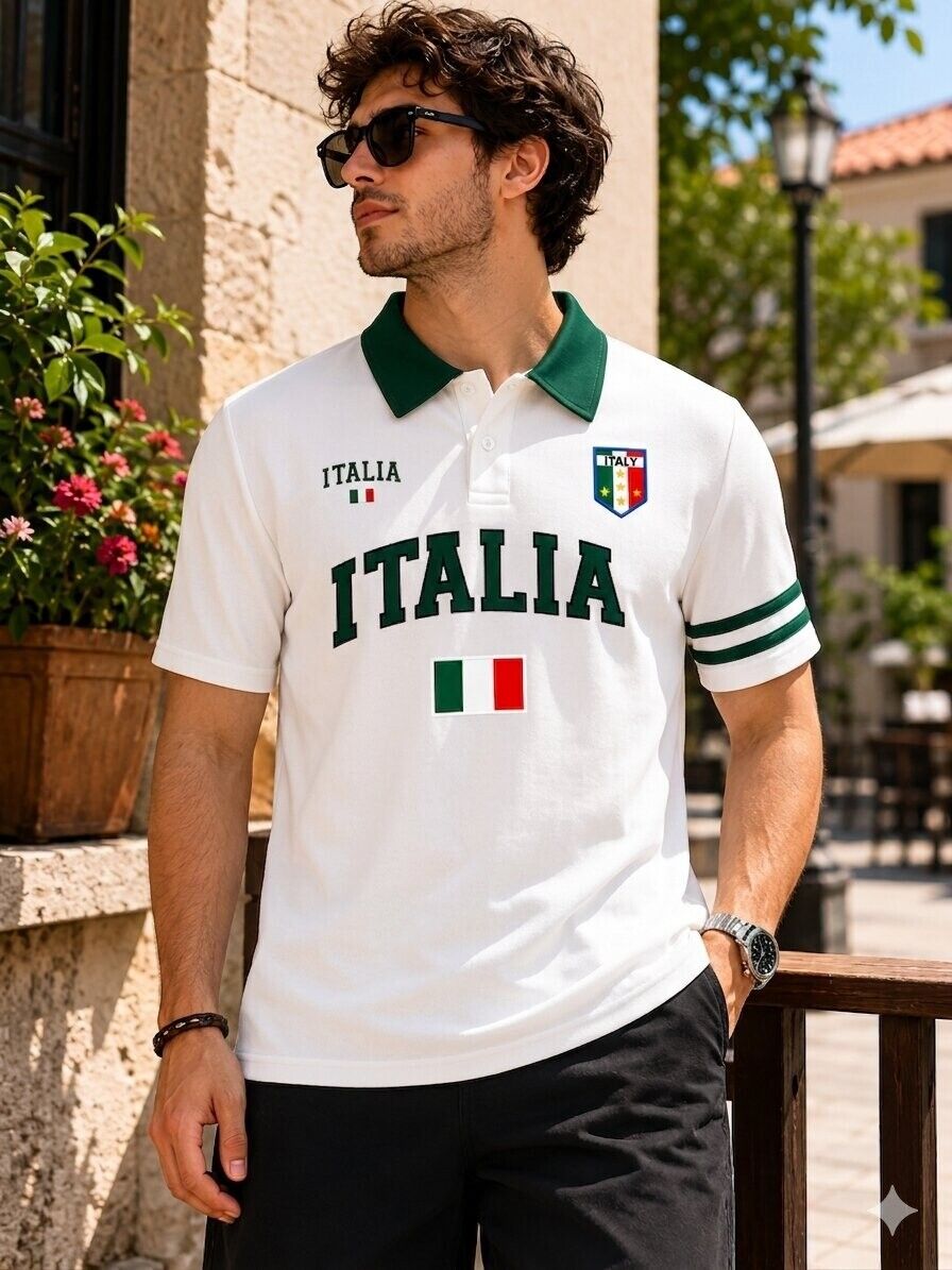 colorchakra Men Printed Polo Neck Cotton Blend White T-Shirt-picture-34