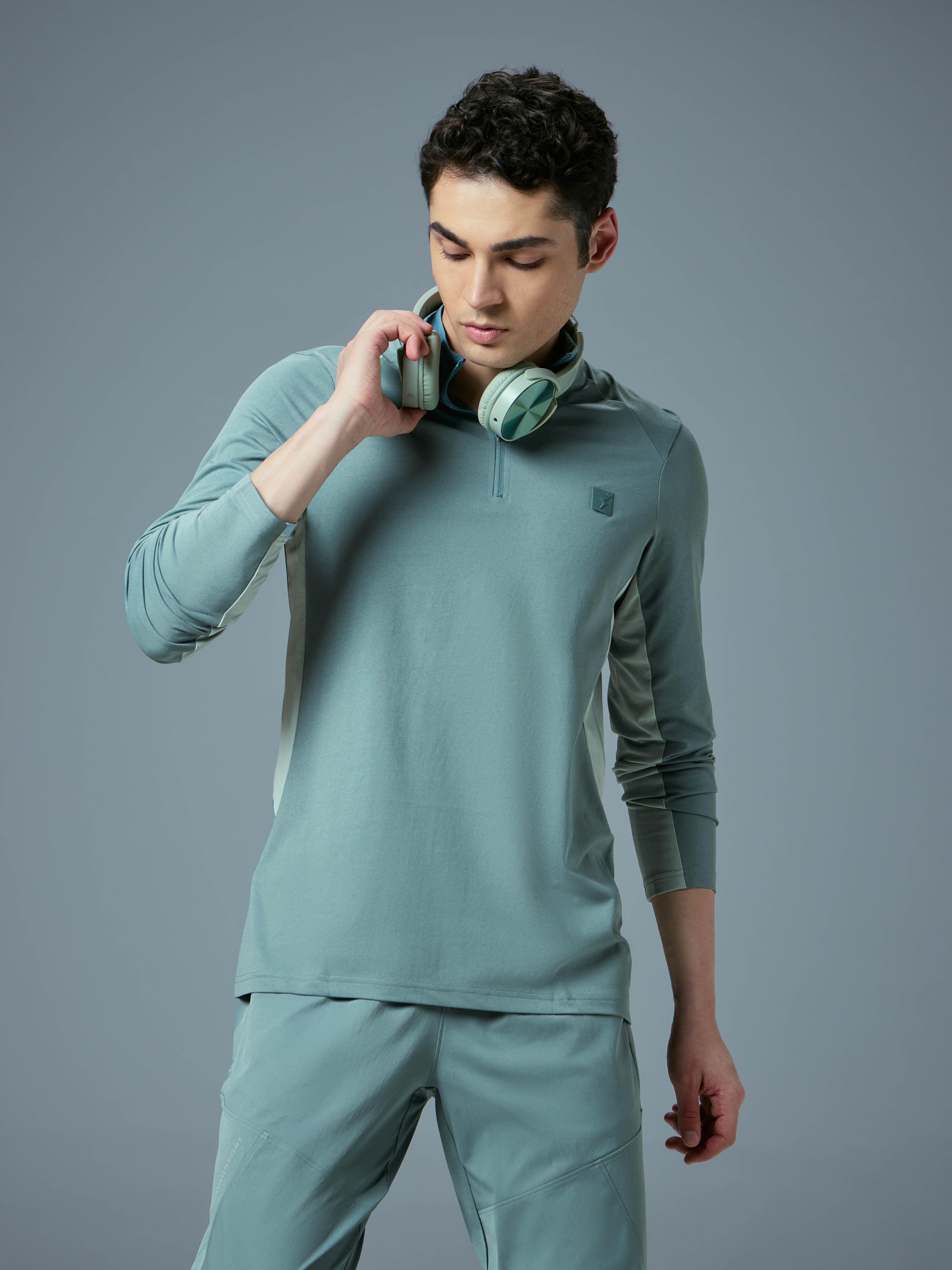 technosport Men Sporty High Neck Polyester Green T-Shirt-picture-13