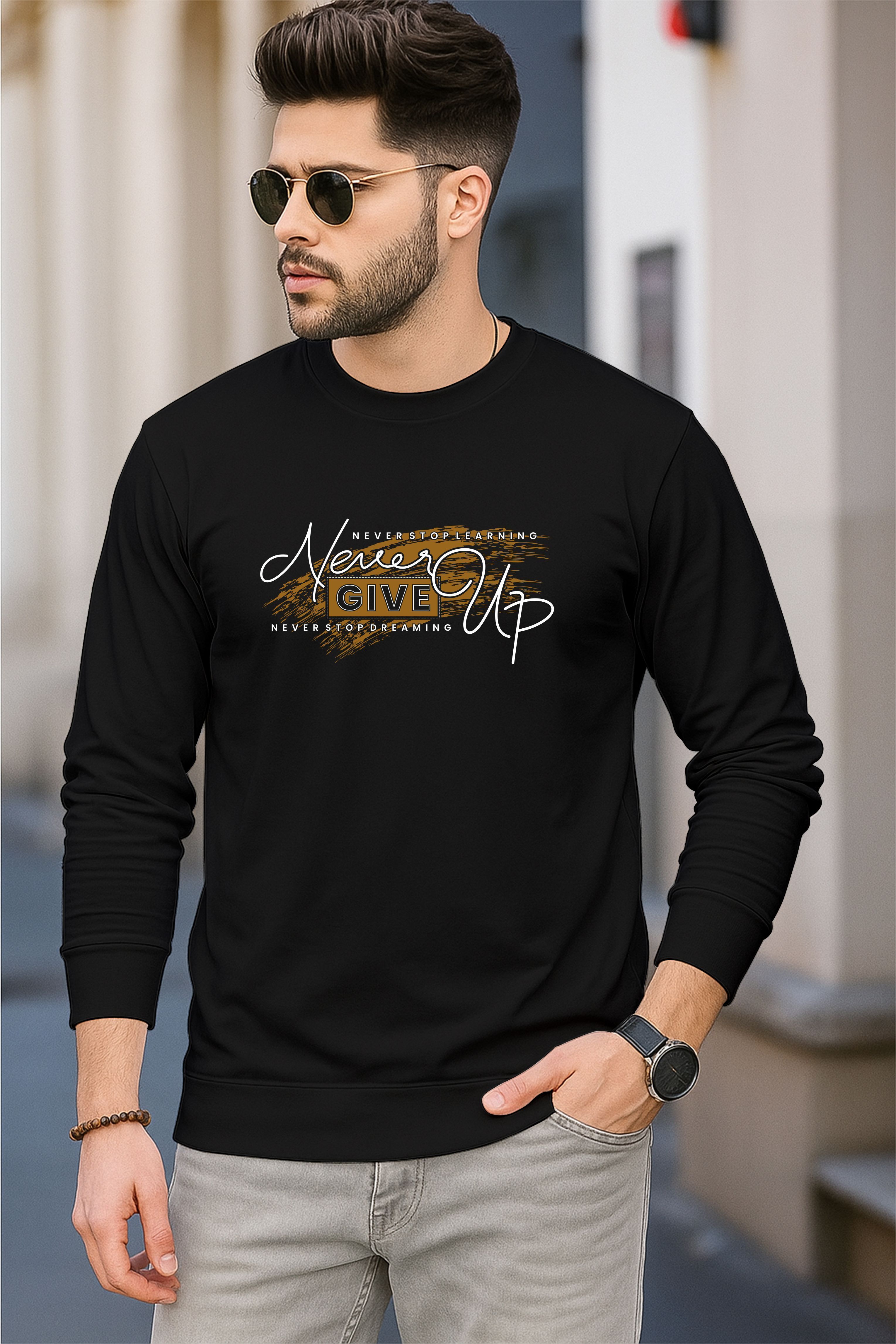 gm trends Men Printed Round Neck Cotton Blend Black T-Shirt-picture-12